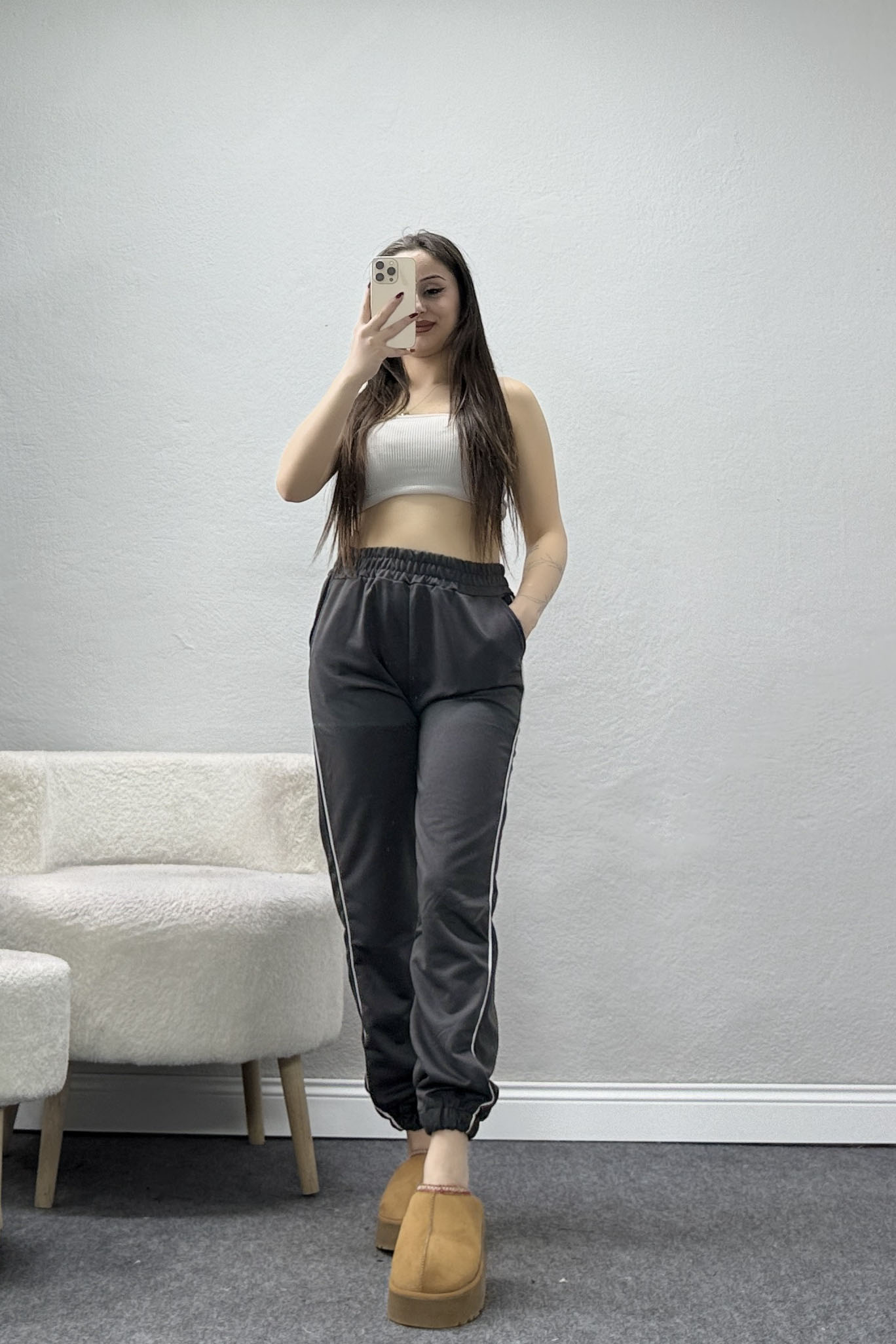 2 İplik Biyeli Eşofman Altı Antrasit - 30105.1878.