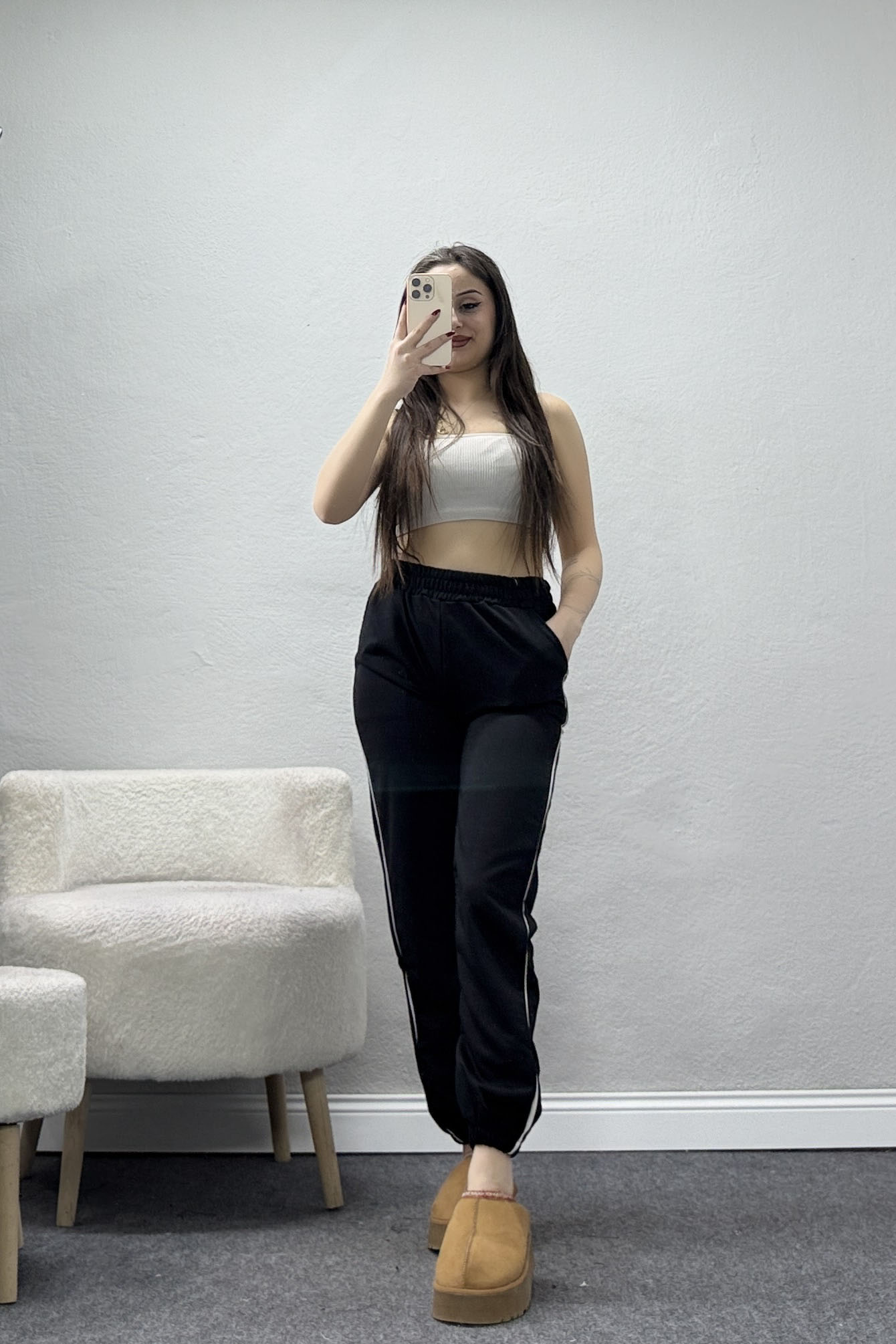 2 İplik Biyeli Eşofman Altı Siyah - 30105.1878.