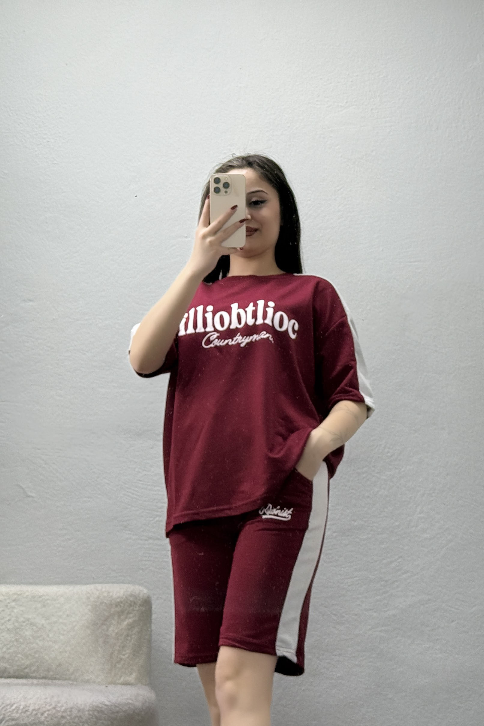 2 İplik Şortlu Eşofman Takımı Bordo - 52269.1005.