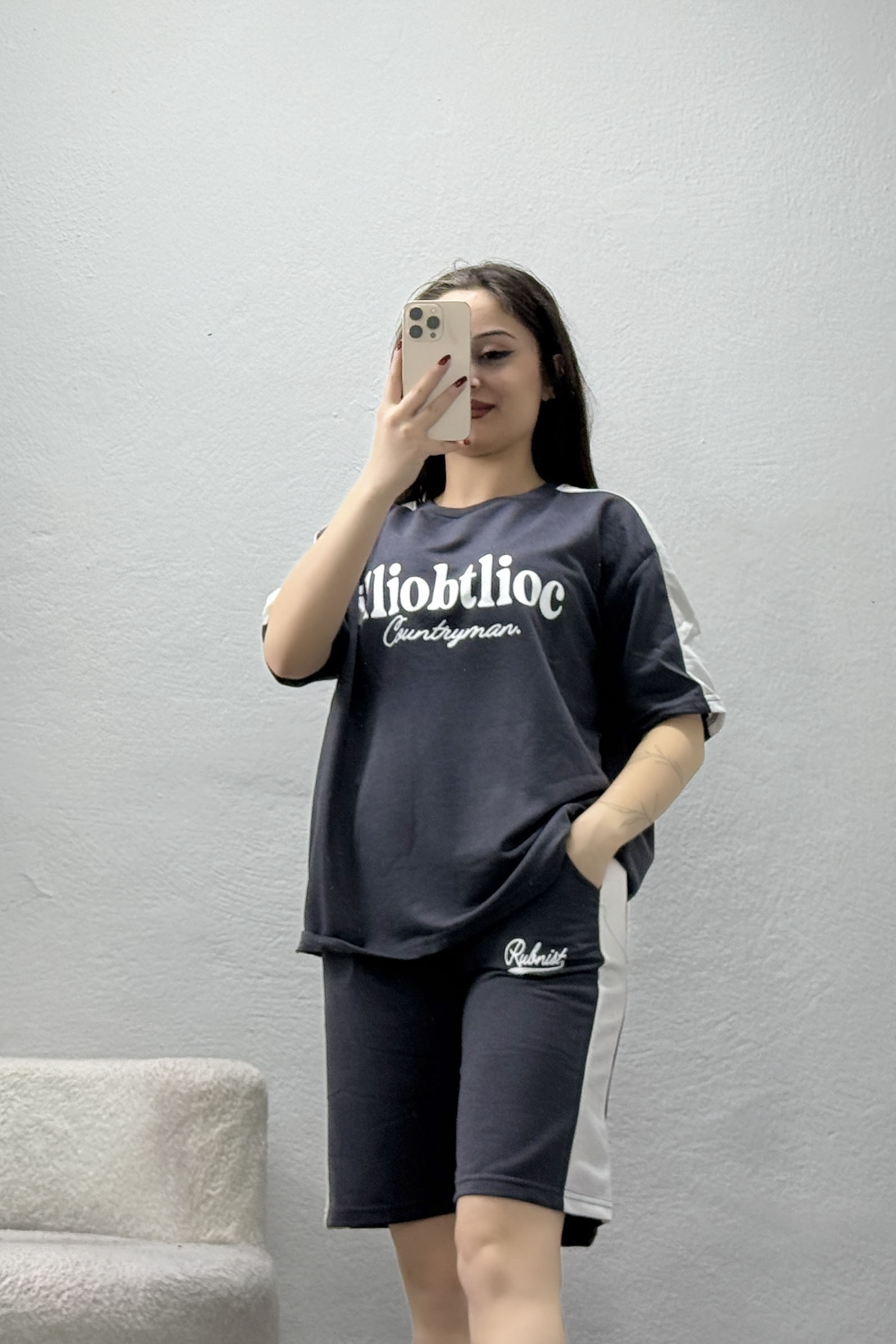 2 İplik Şortlu Eşofman Takımı Füme - 52269.1005.