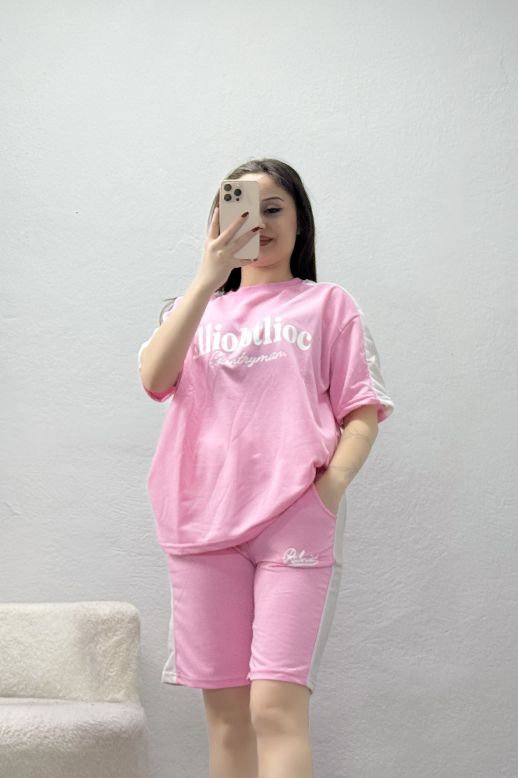 2 İplik Şortlu Eşofman Takımı Pembe - 52269.1005.