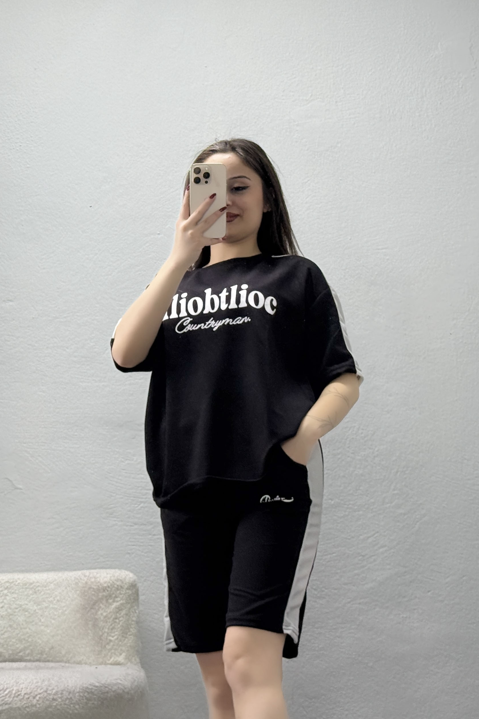 2 İplik Şortlu Eşofman Takımı Siyah - 52269.1005.