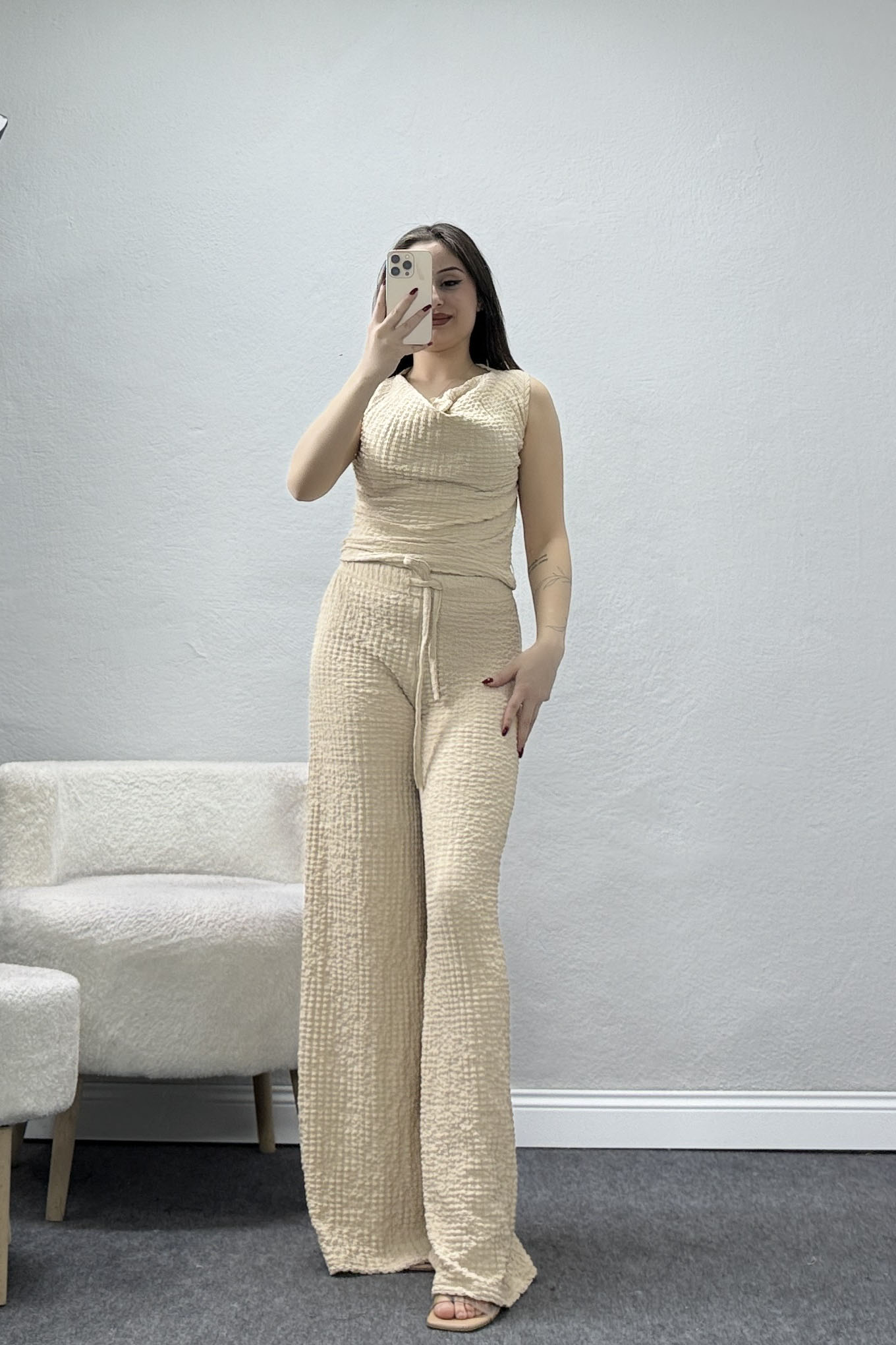 Bubble Kumaş İkili Takım Bej - 55068.1567.