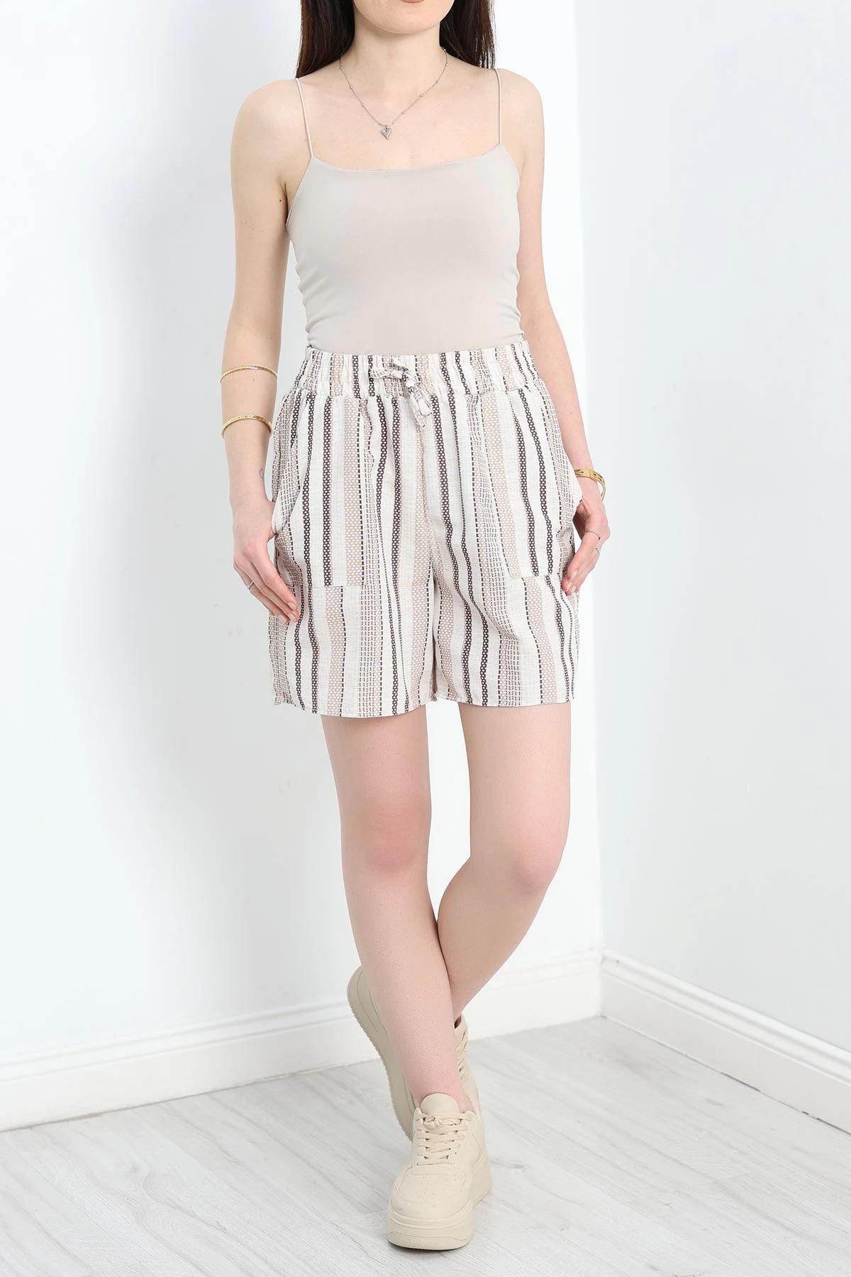 Keten Şort Ekrubej - 1018.1247.