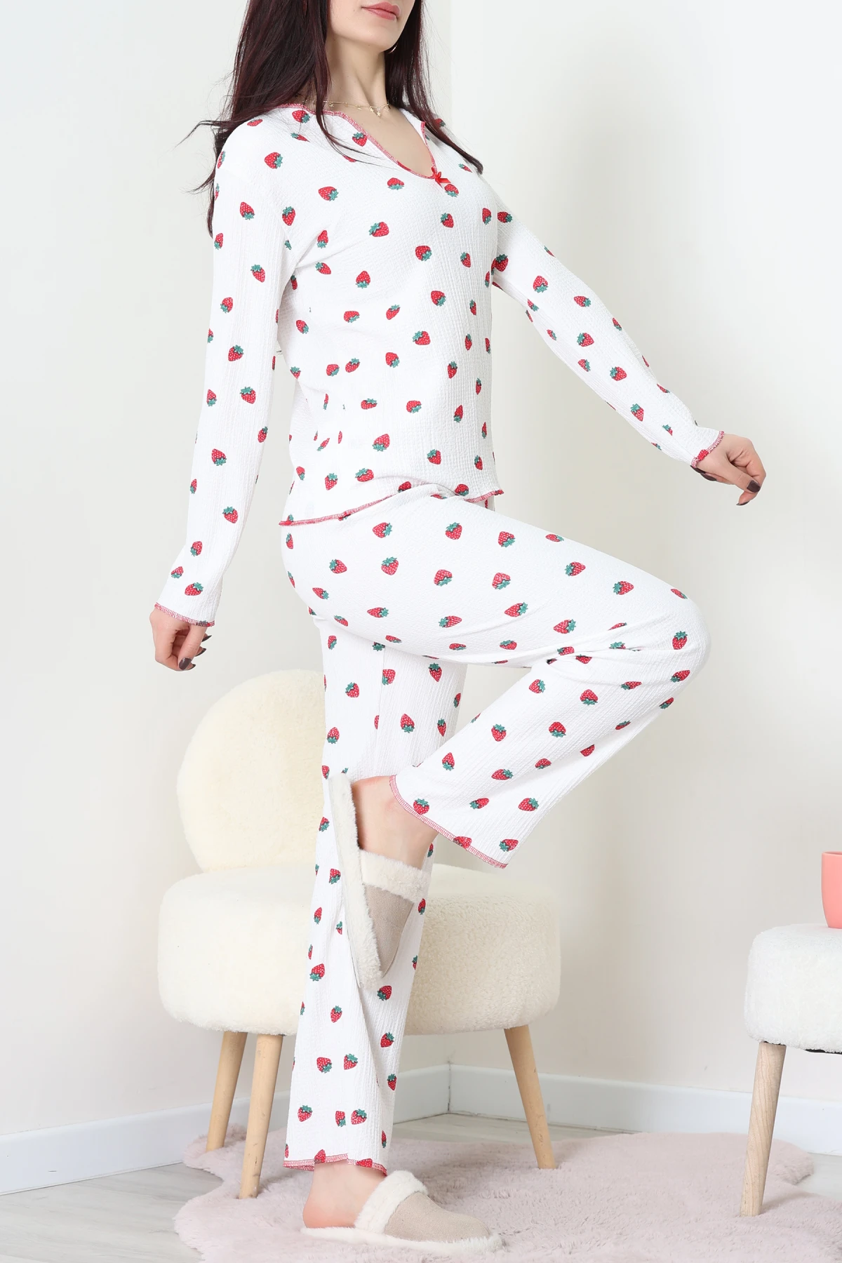 Baskılı Bürümcük Uzun Kol Takım Çilek - 124.1287.