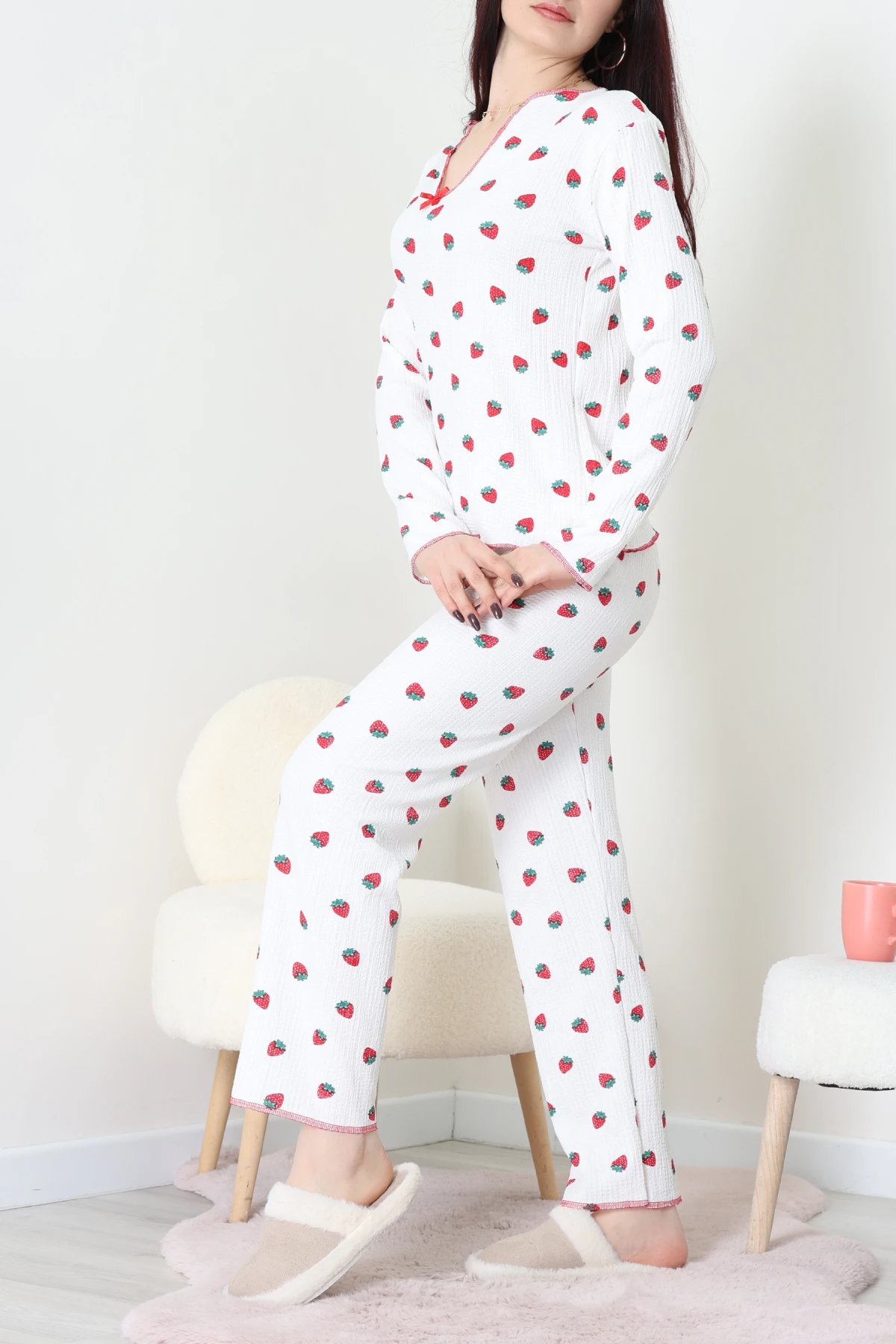 Baskılı Bürümcük Uzun Kol Takım Çilek - 124.1287.