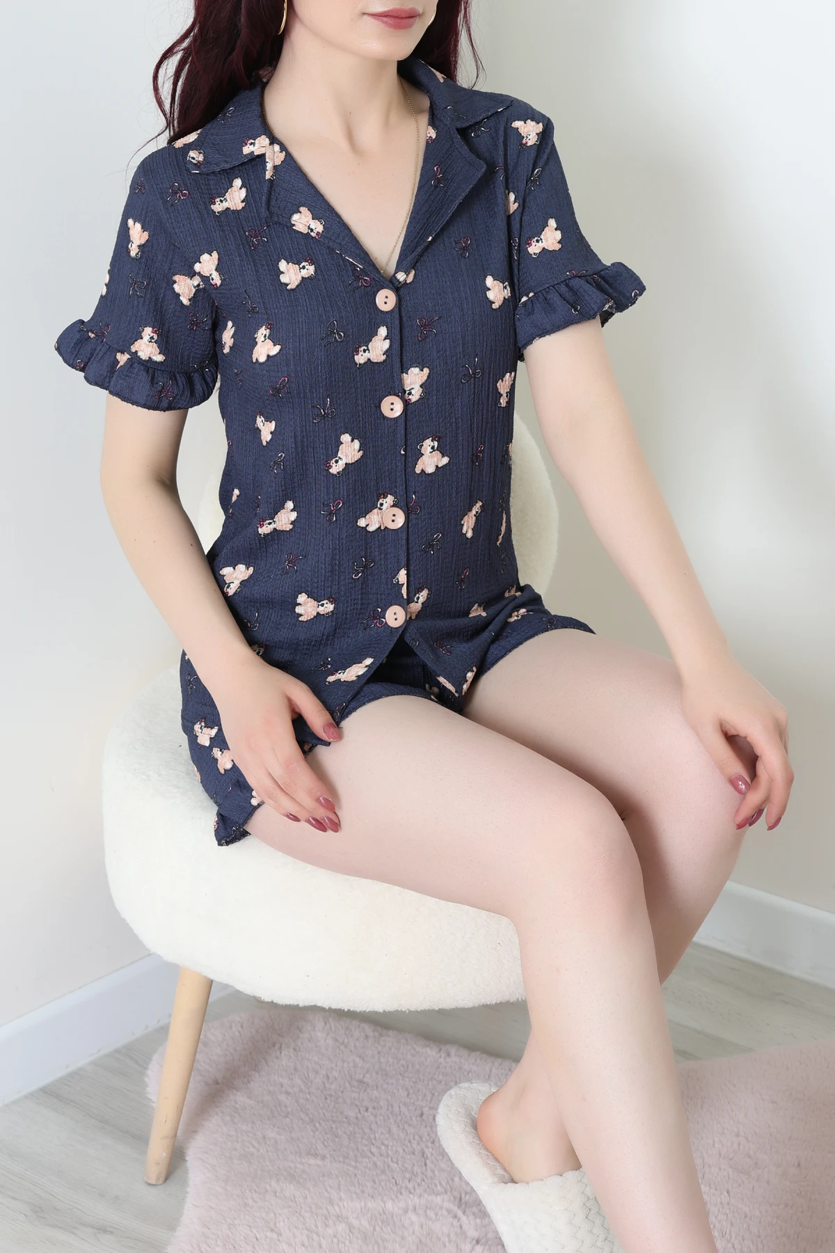 Bürümcük Fırfırlı Şortlu Pijama Takımı Laciayı - 149.1287.