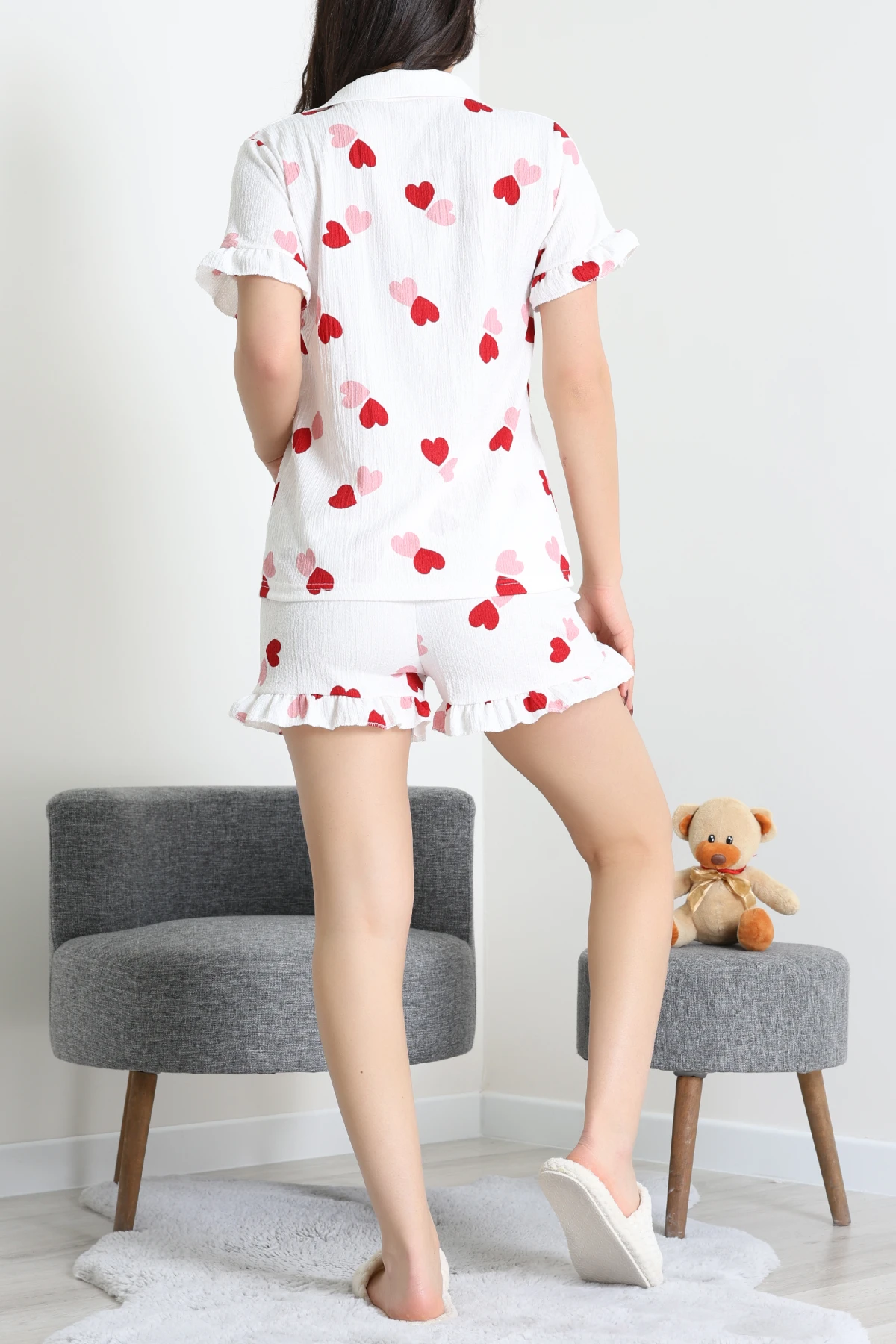 Bürümcük Fırfırlı Şortlu Pijama Takımı Büyükkalp - 149.1287.