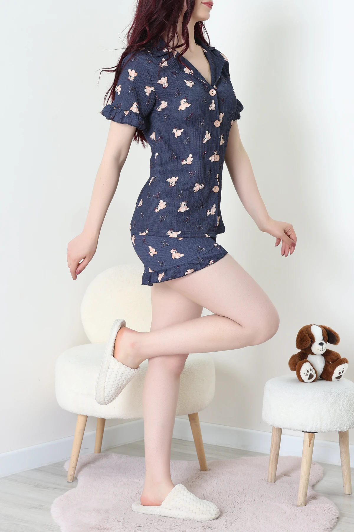 Bürümcük Fırfırlı Şortlu Pijama Takımı Laciayı - 149.1287.