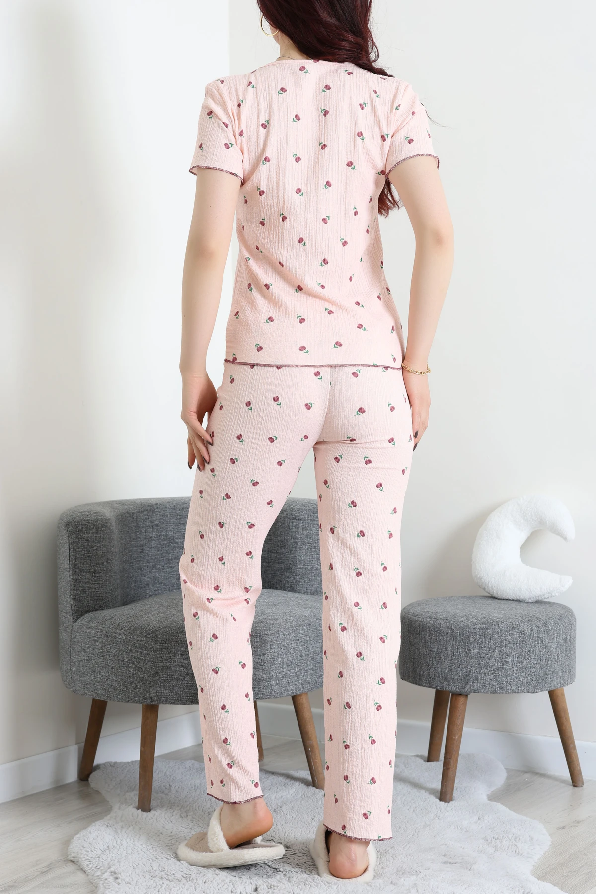 Bürümcük Fırfırlı Pijama Takımı Pudraçiçek - 158.1287.