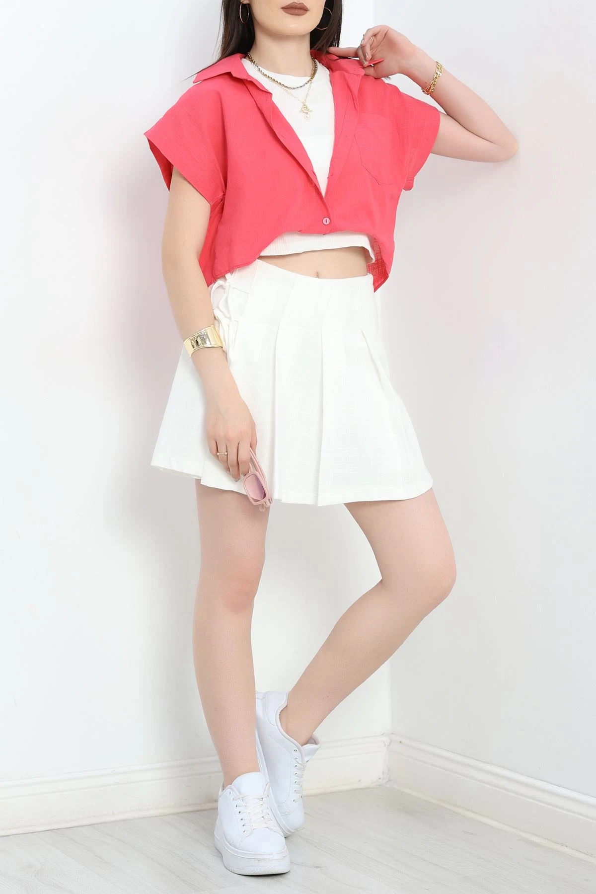 Atletli Keten Gömlek Pembe - 1740.179.