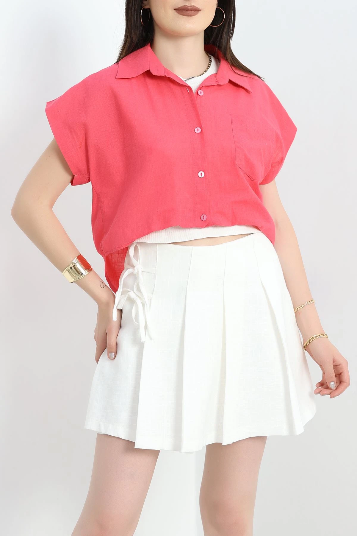 Atletli Keten Gömlek Pembe - 1740.179.