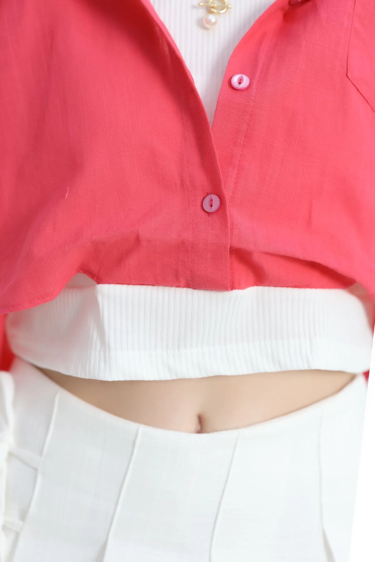 Atletli Keten Gömlek Pembe - 1740.179.