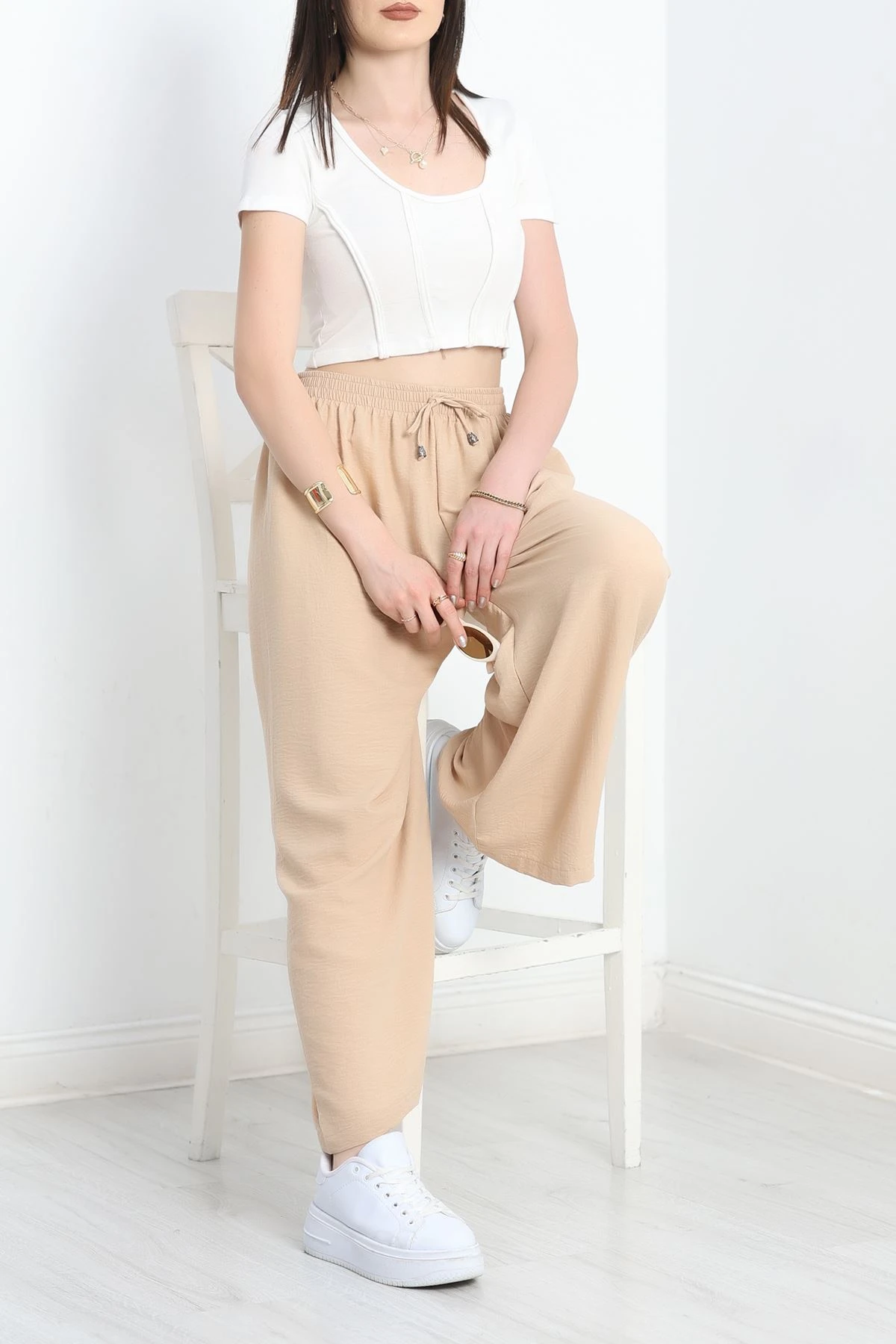 Ayrobin Bol Paça Pantolon Sütlükahve - 18587.1316.