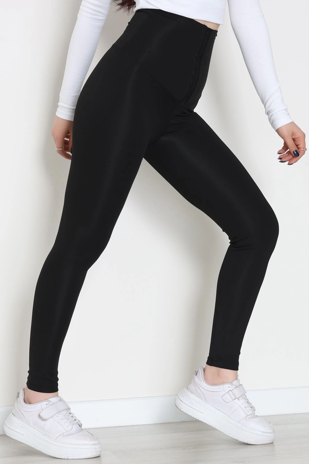 Agraflı Yüksel Bel Tayt Siyah - 20141.1881.