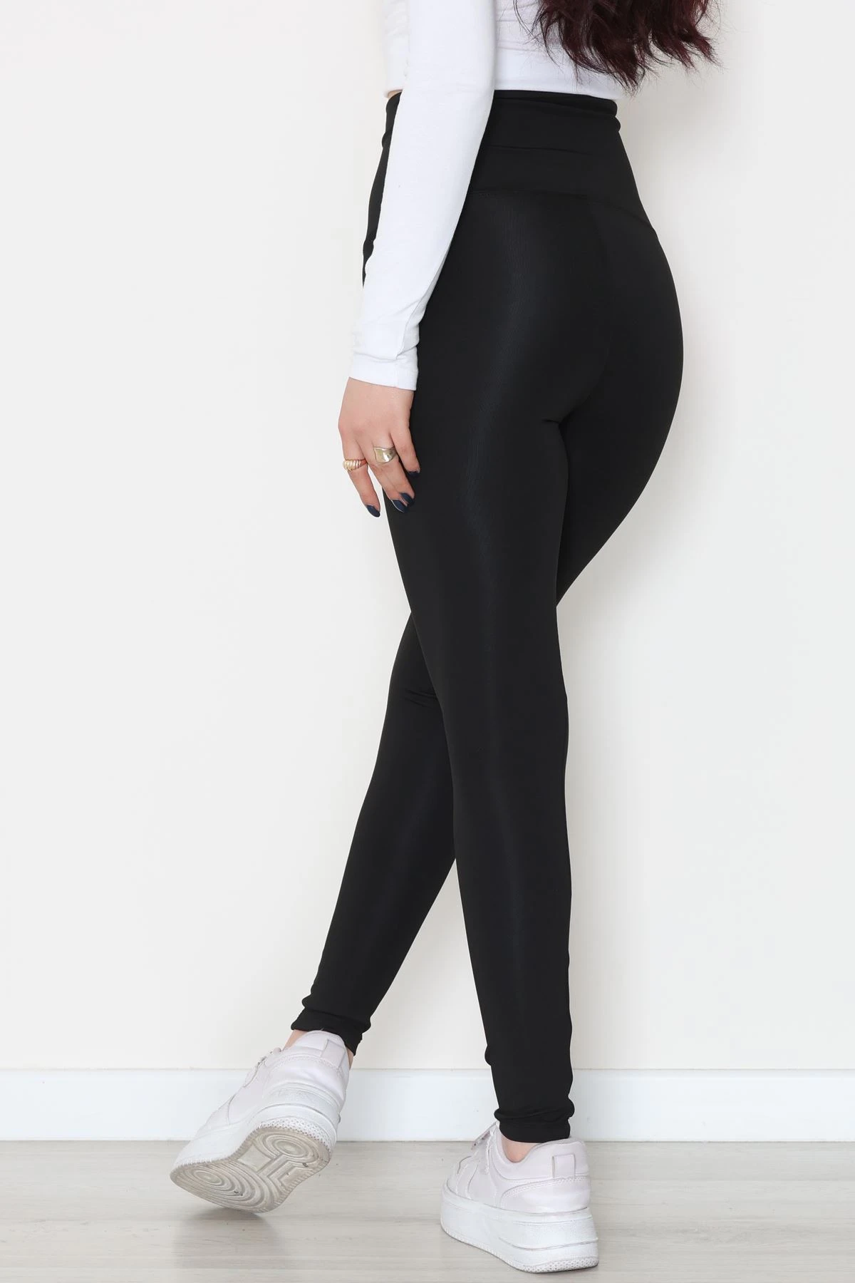 Agraflı Yüksel Bel Tayt Siyah - 20141.1881.