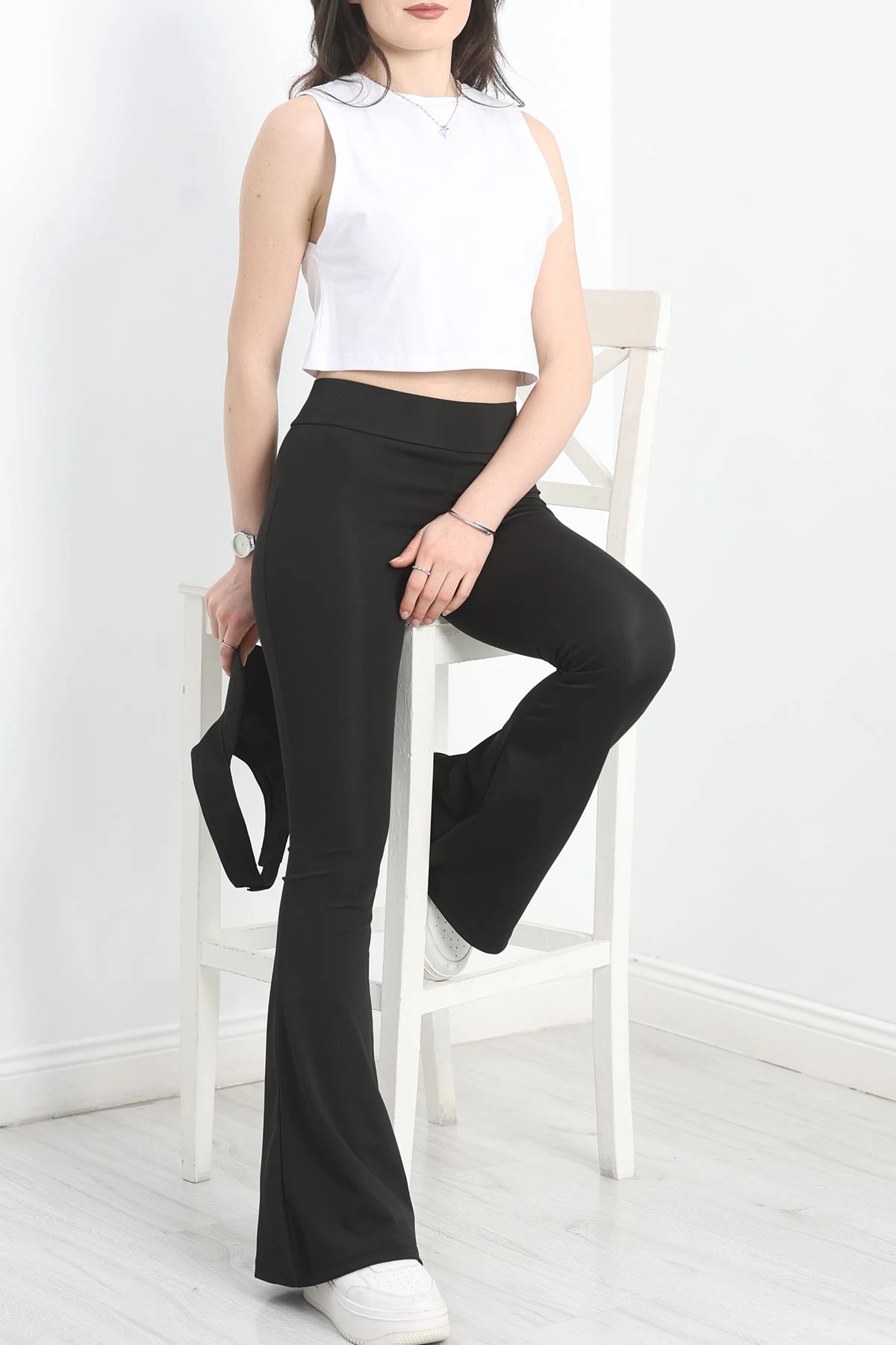 Baskılı İspanyol Paça Tayt Siyah - 20190.1098.