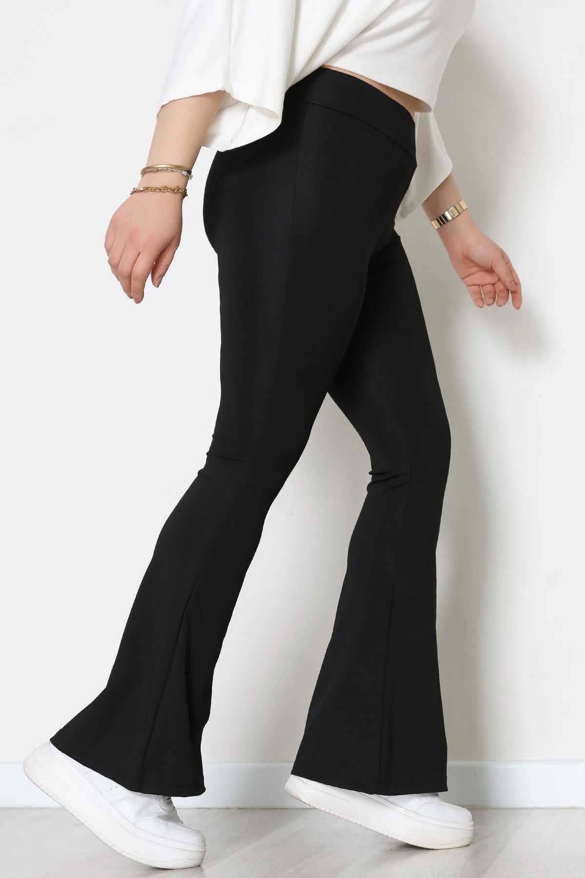 Büyük Beden İspanyol Paça Tayt Siyah - 20204.1098.