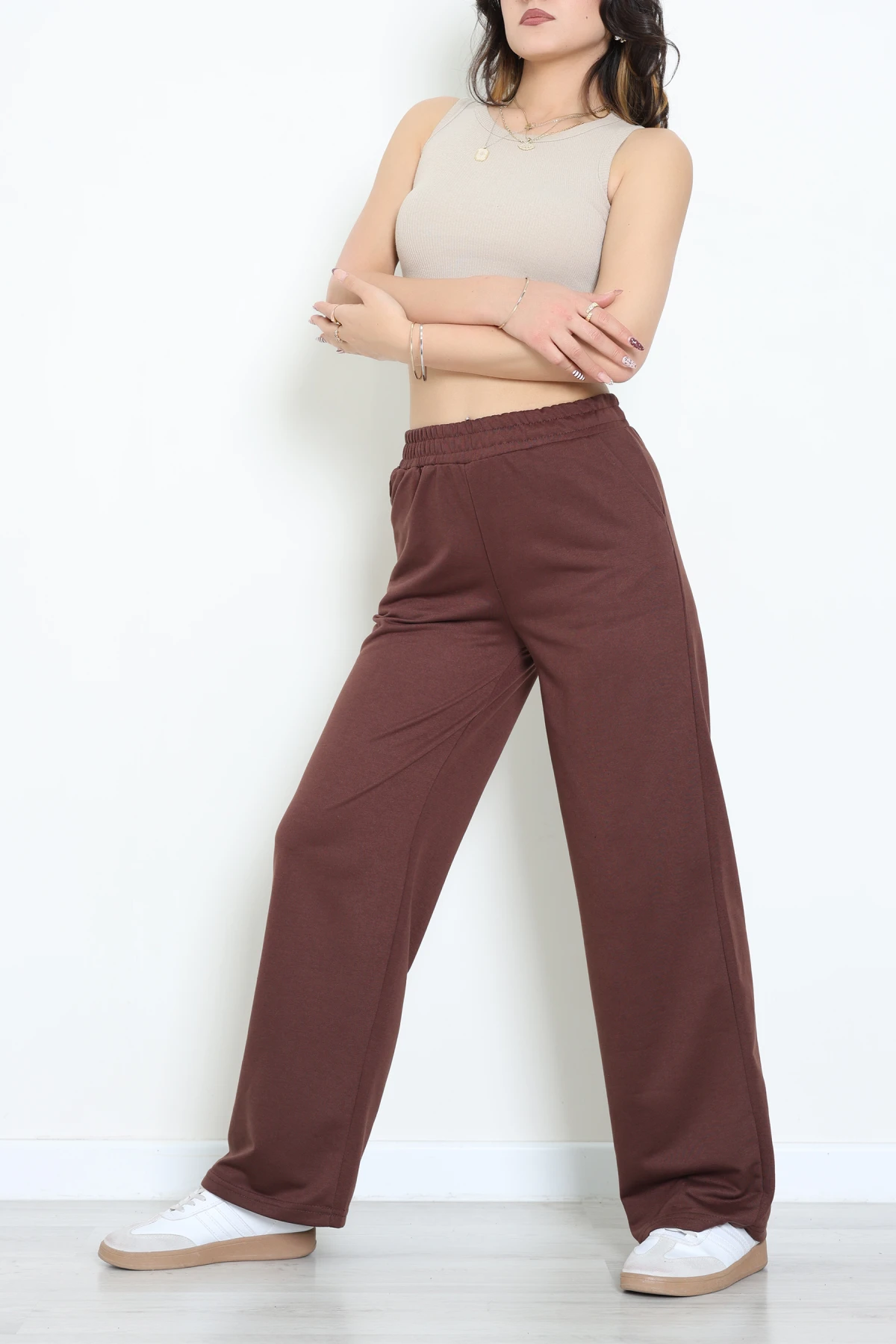 2 İplik Penye Eşofman Altı Kahve - 20281.1878.