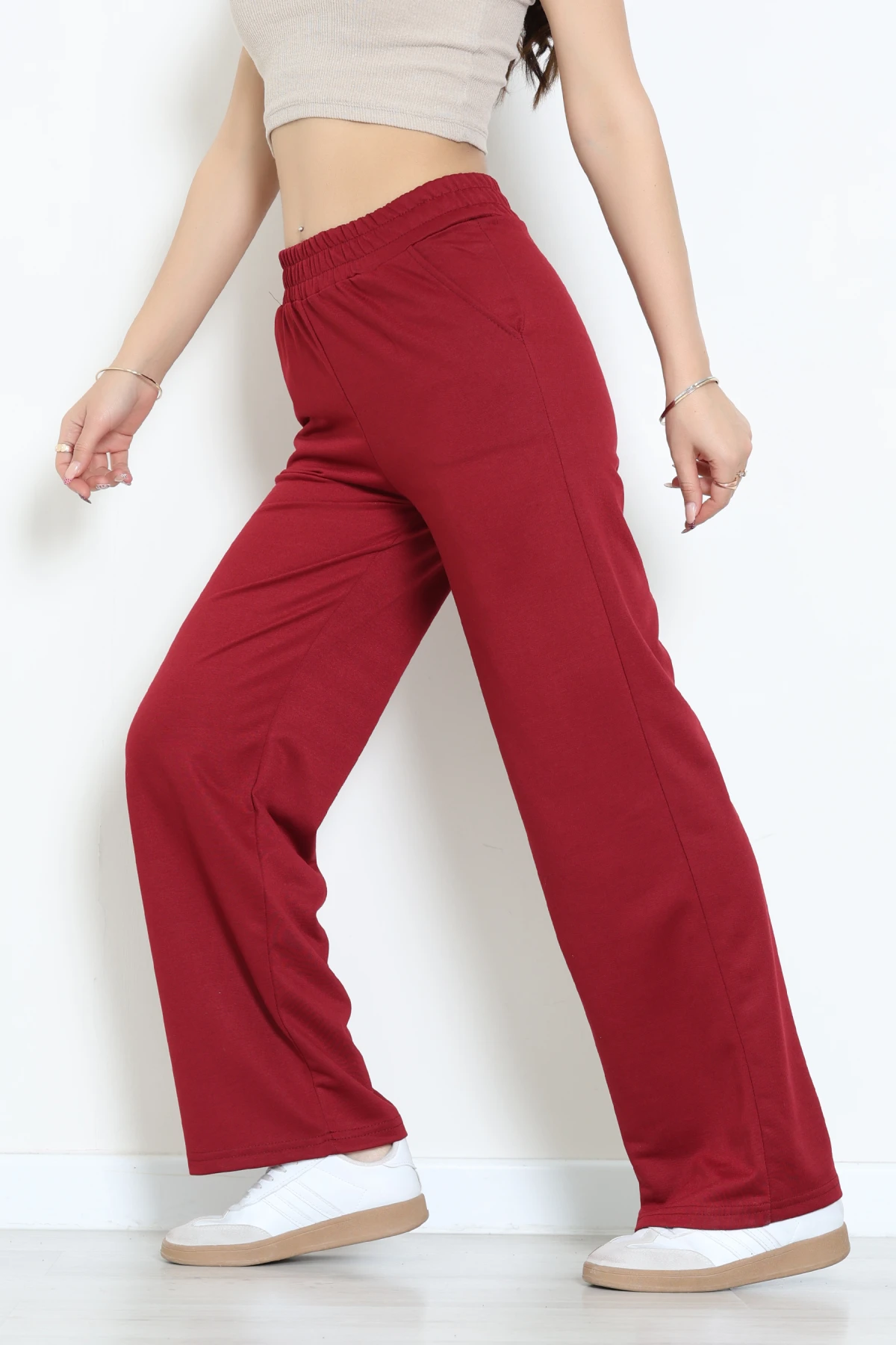 2 İplik Penye Eşofman Altı Bordo - 20281.1878.