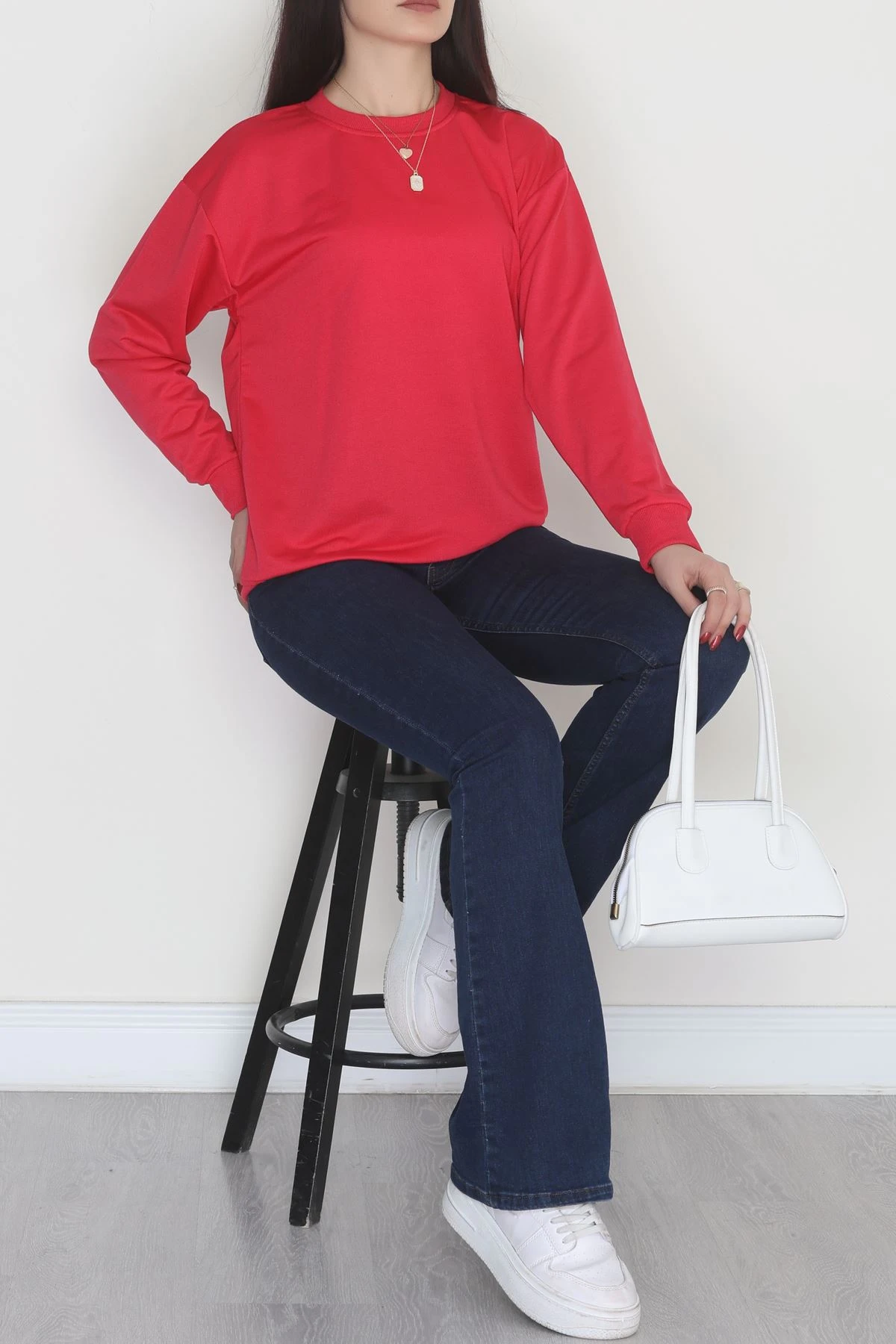 2 İp Bisiklet Yaka Sweat Fuşya - 20790.1878.