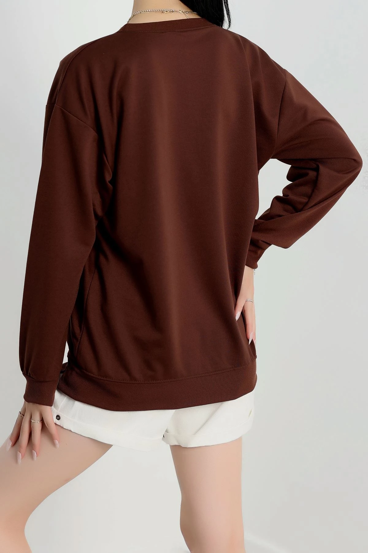 2 İp Bisiklet Yaka Sweat Kahve - 20790.1878.