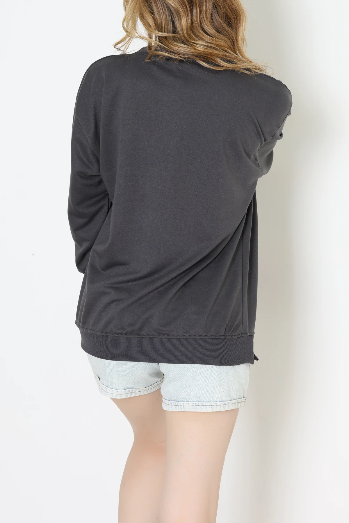 2 İp Bisiklet Yaka Sweat Antrasit - 20790.1878.