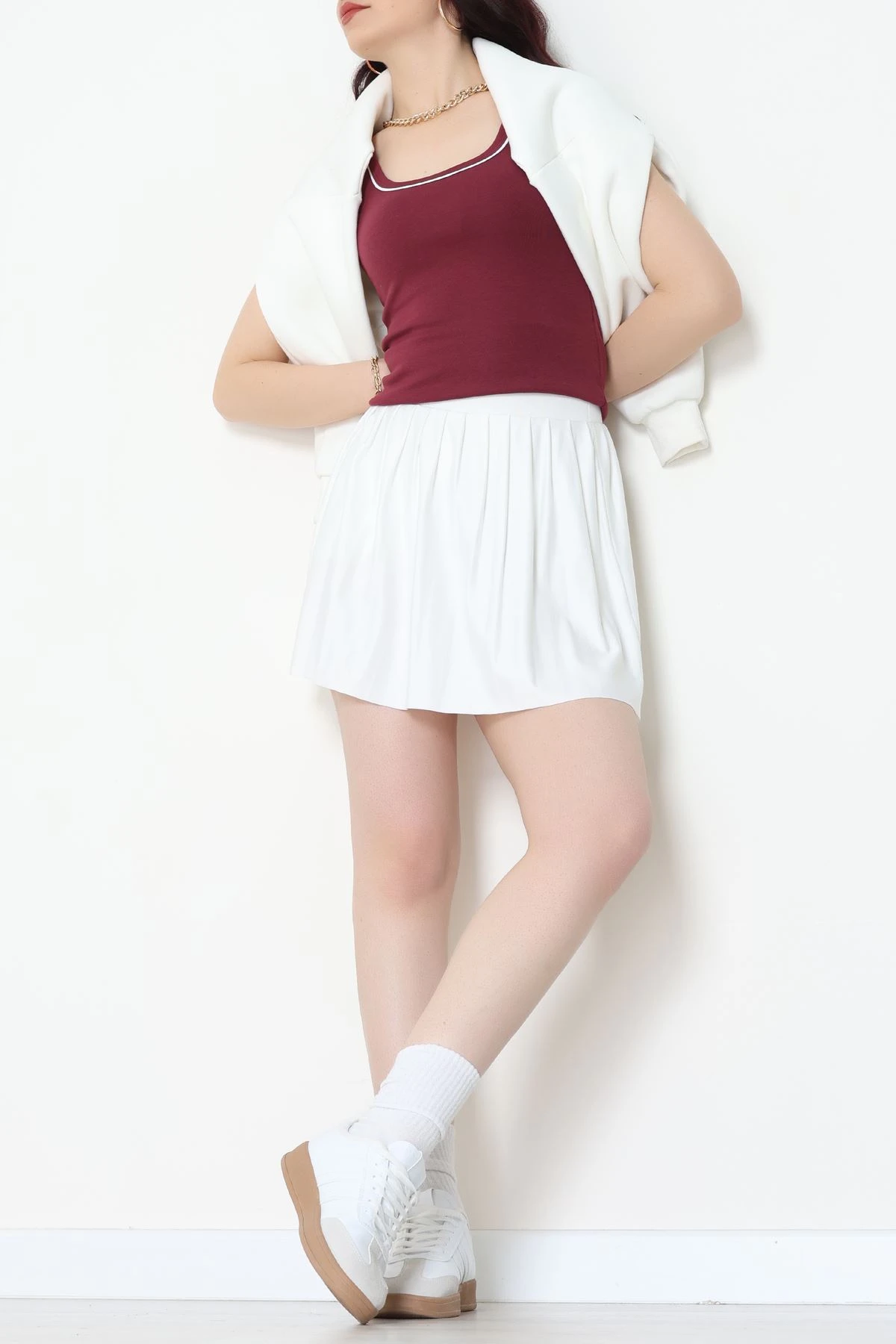 Biye Garnili Kare Yaka Atlet Bordo - 21870.200.