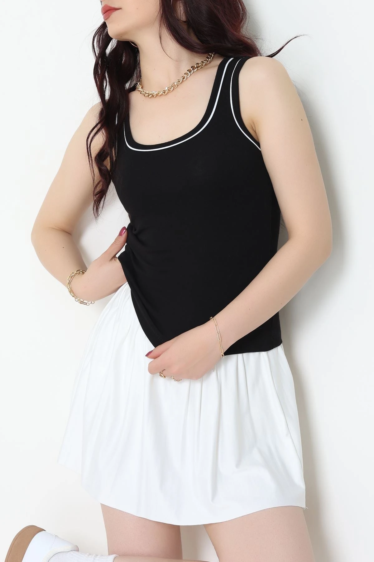 Biye Garnili Kare Yaka Atlet Siyah - 21870.200.