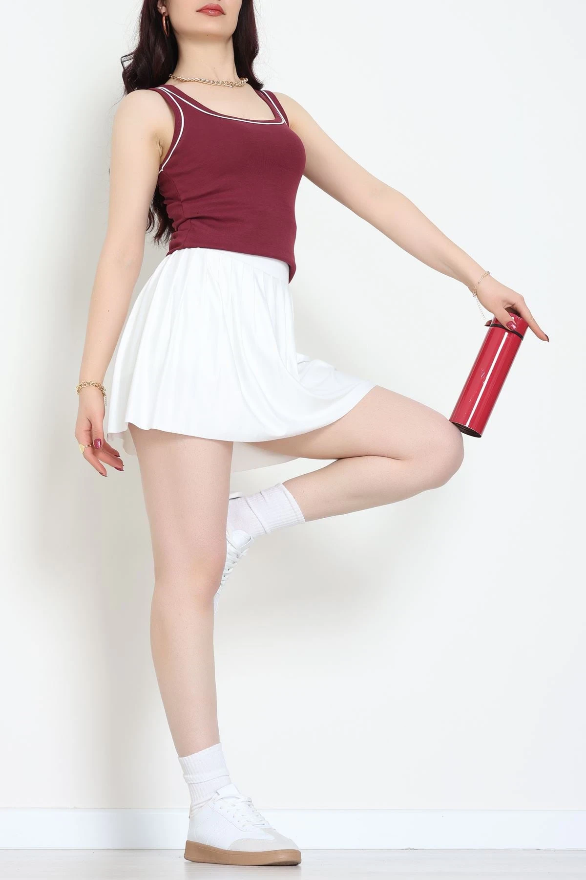 Biye Garnili Kare Yaka Atlet Bordo - 21870.200.