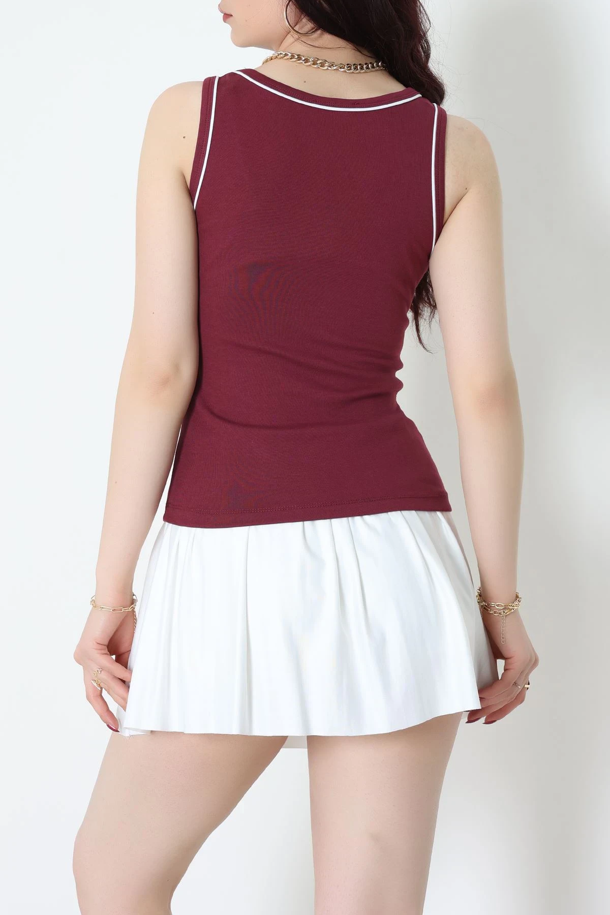 Biye Garnili Kare Yaka Atlet Bordo - 21870.200.