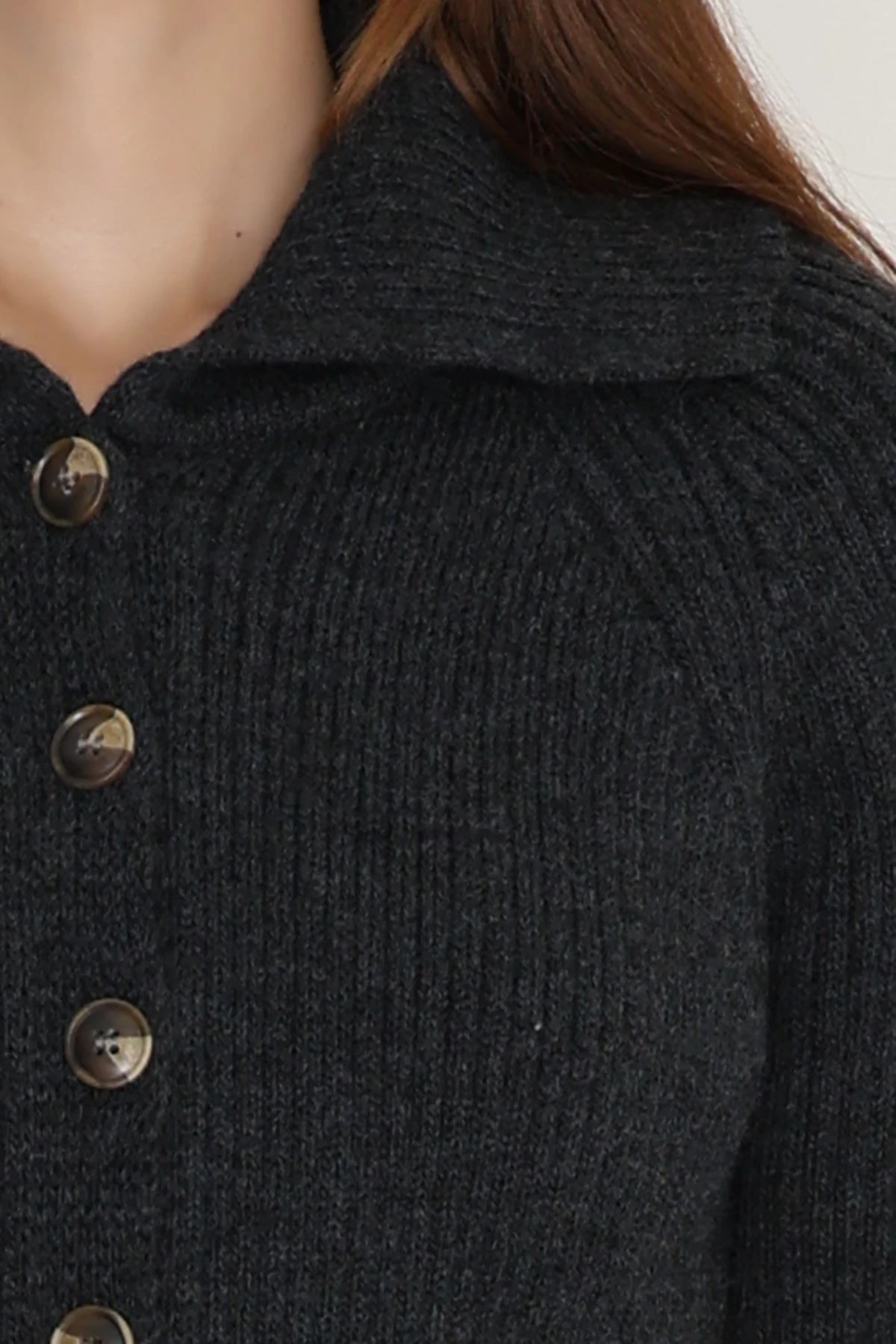 Polo Yaka Triko Hırka Antrasit - 2283.1765.