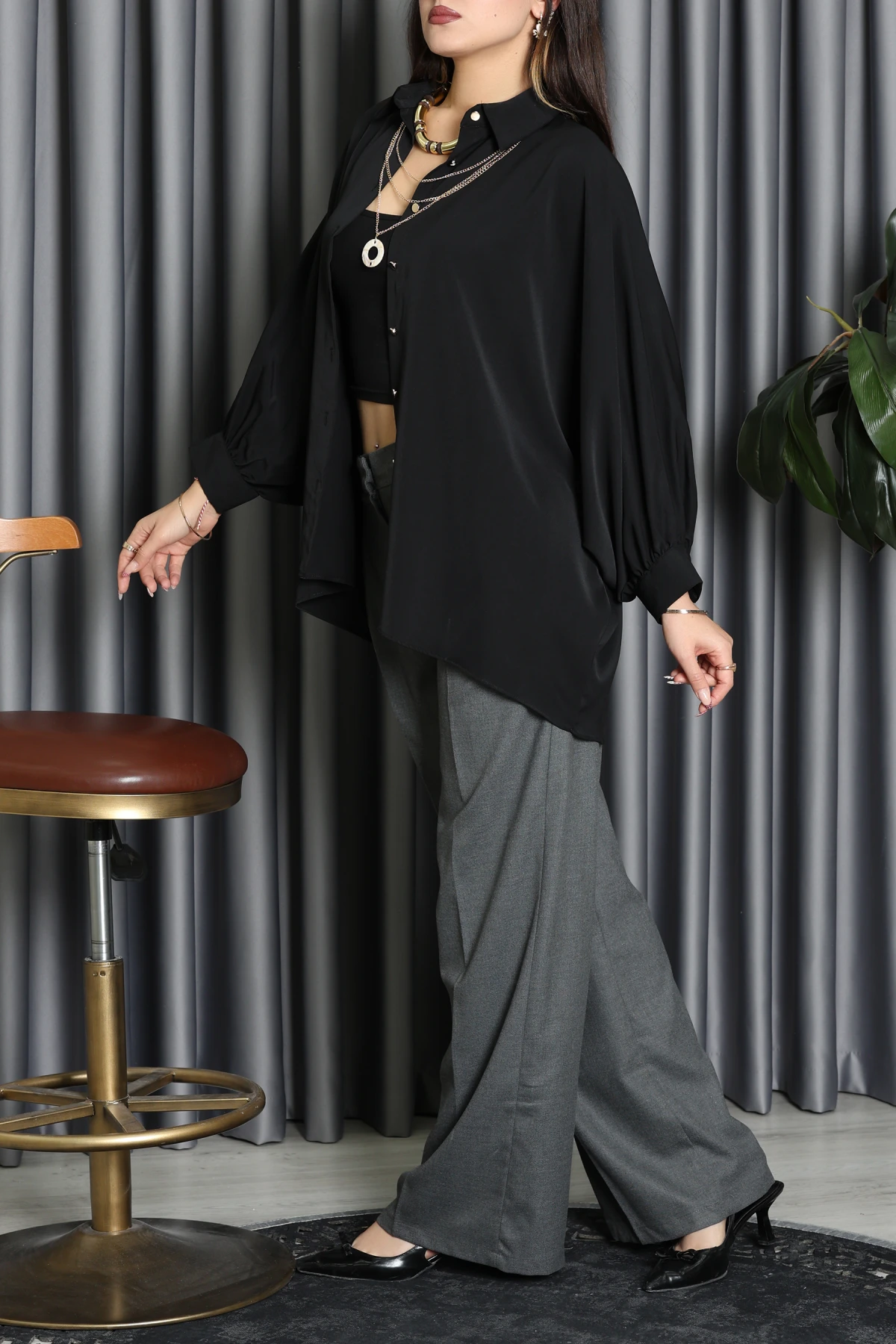 Aksesuarlı Gömlek Siyah - 2454.360.