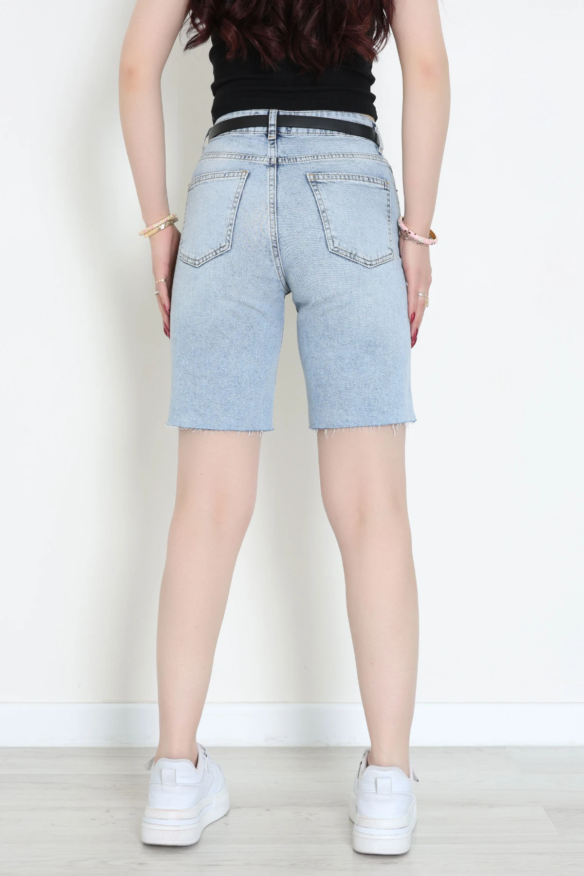 Kemerli Kot Şort Açıkmavi - 2603780.1968.