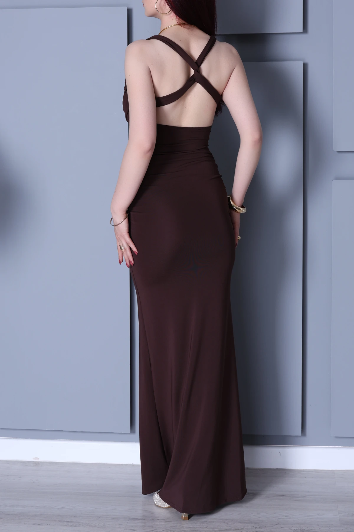 Aksesuar Detaylı Elbise Kahve - 2883.2149.