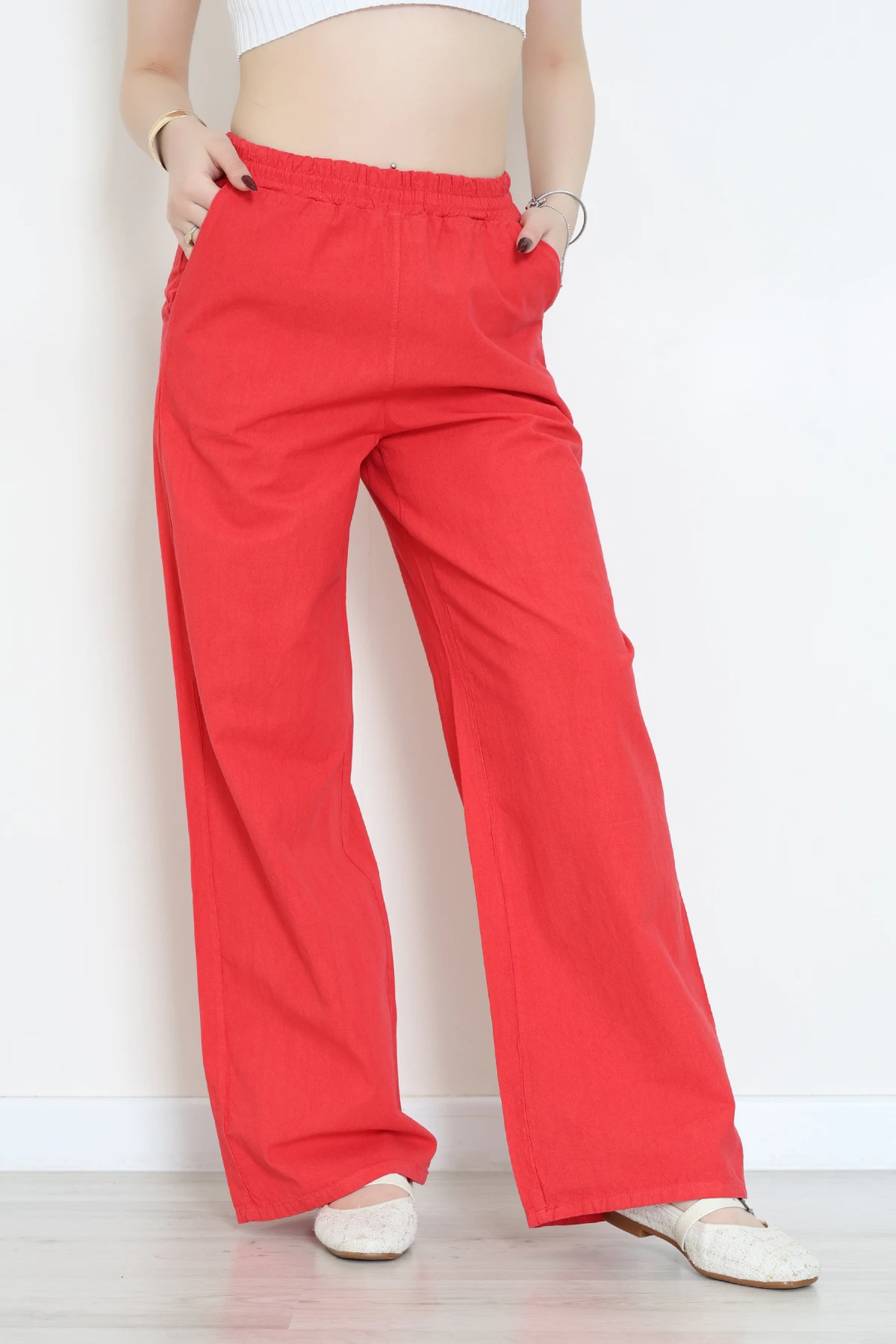 Bel Lastikli Bol Paça Pantolon Narçiçeği - 2900.1238.