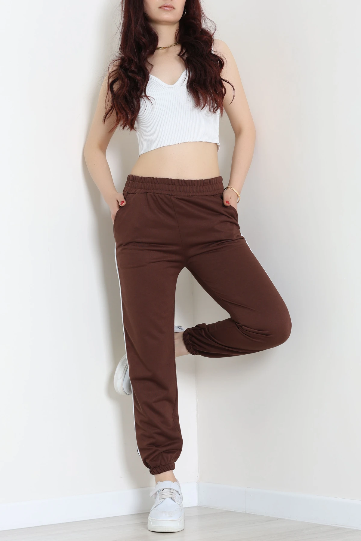 2 İplik Biyeli Eşofman Altı Kahve - 30105.1878.