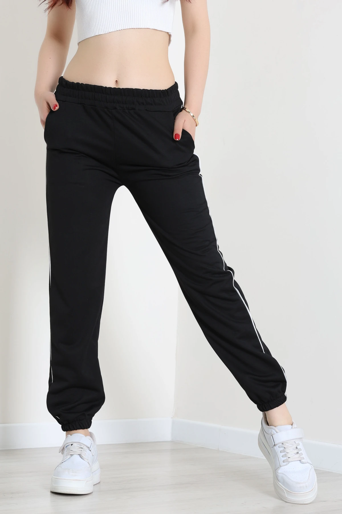 2 İplik Biyeli Eşofman Altı Siyah - 30105.1878.