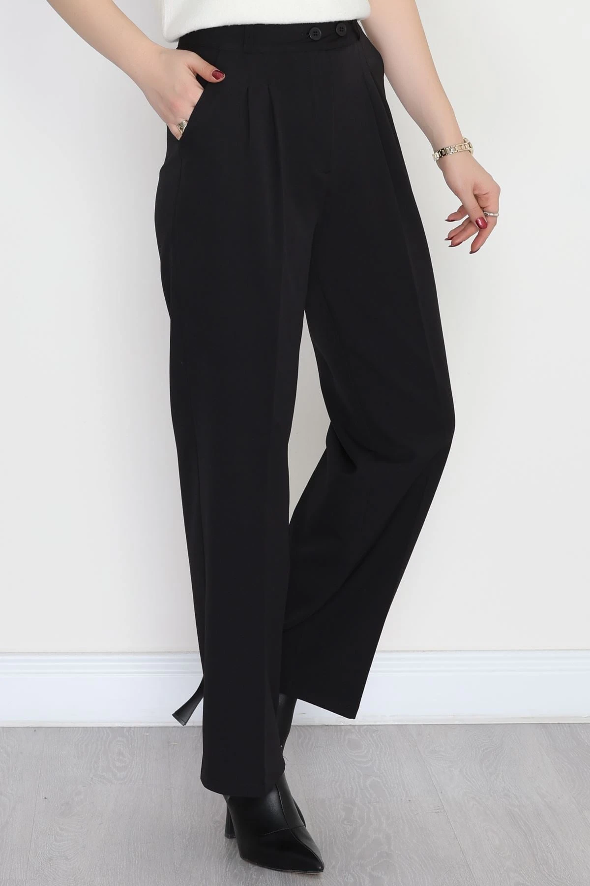 Bel Lastikli Palazzo Pantolon Siyah - 30388.1397.