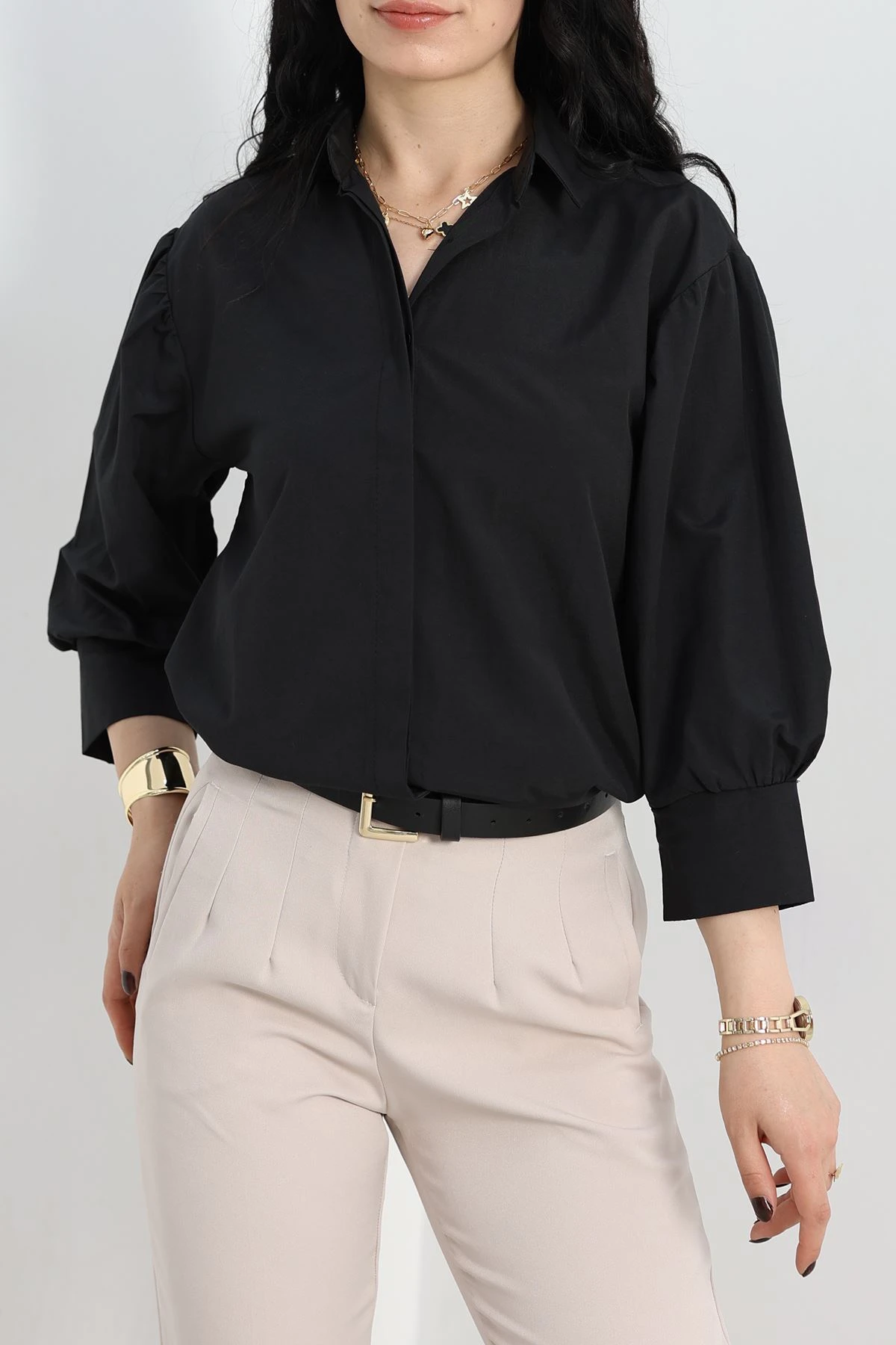 Balon Kol Gömlek Siyah - 30839.1949.