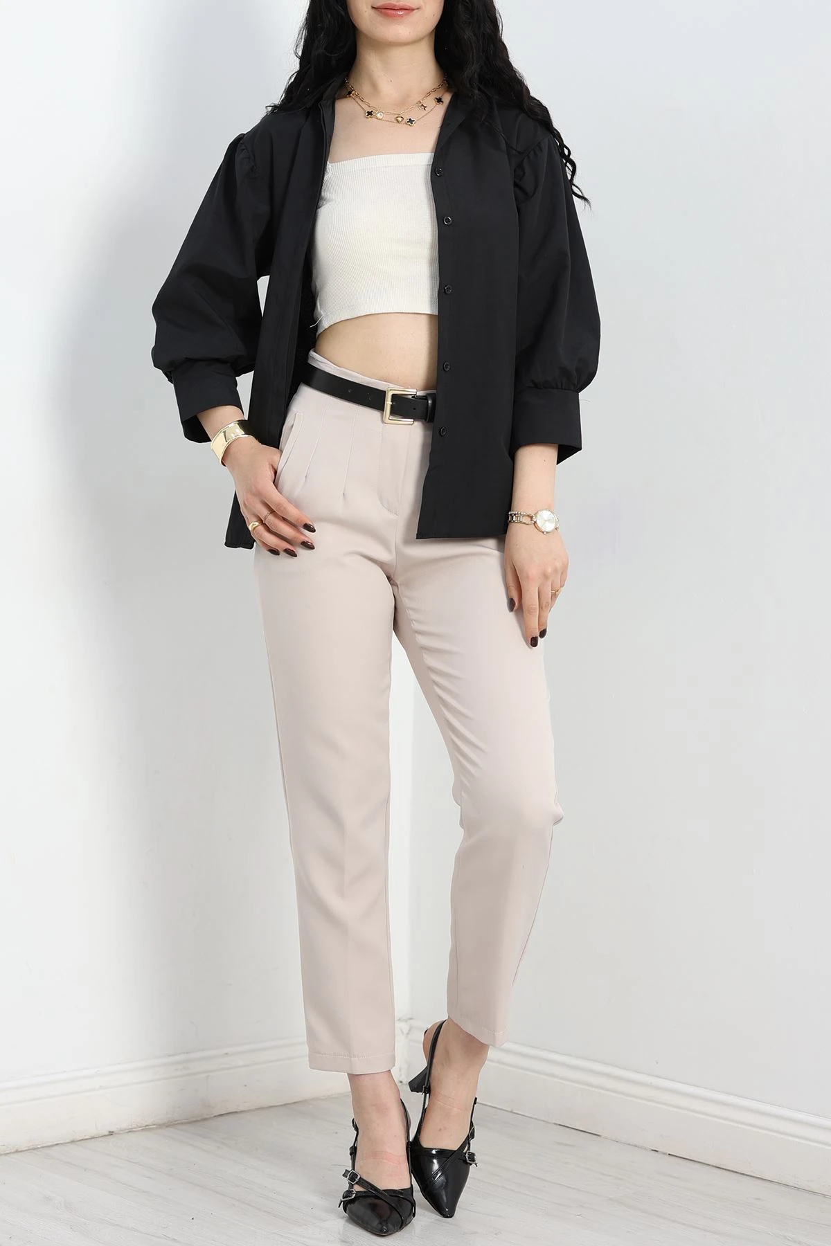 Balon Kol Gömlek Siyah - 30839.1949.