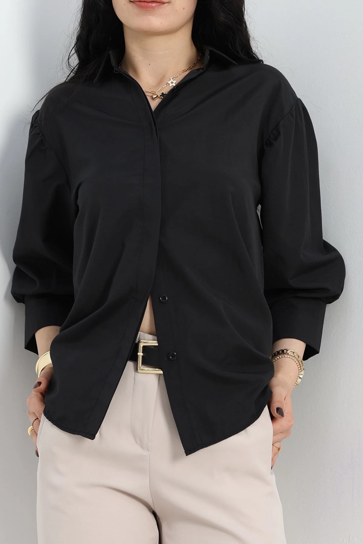 Balon Kol Gömlek Siyah - 30839.1949.