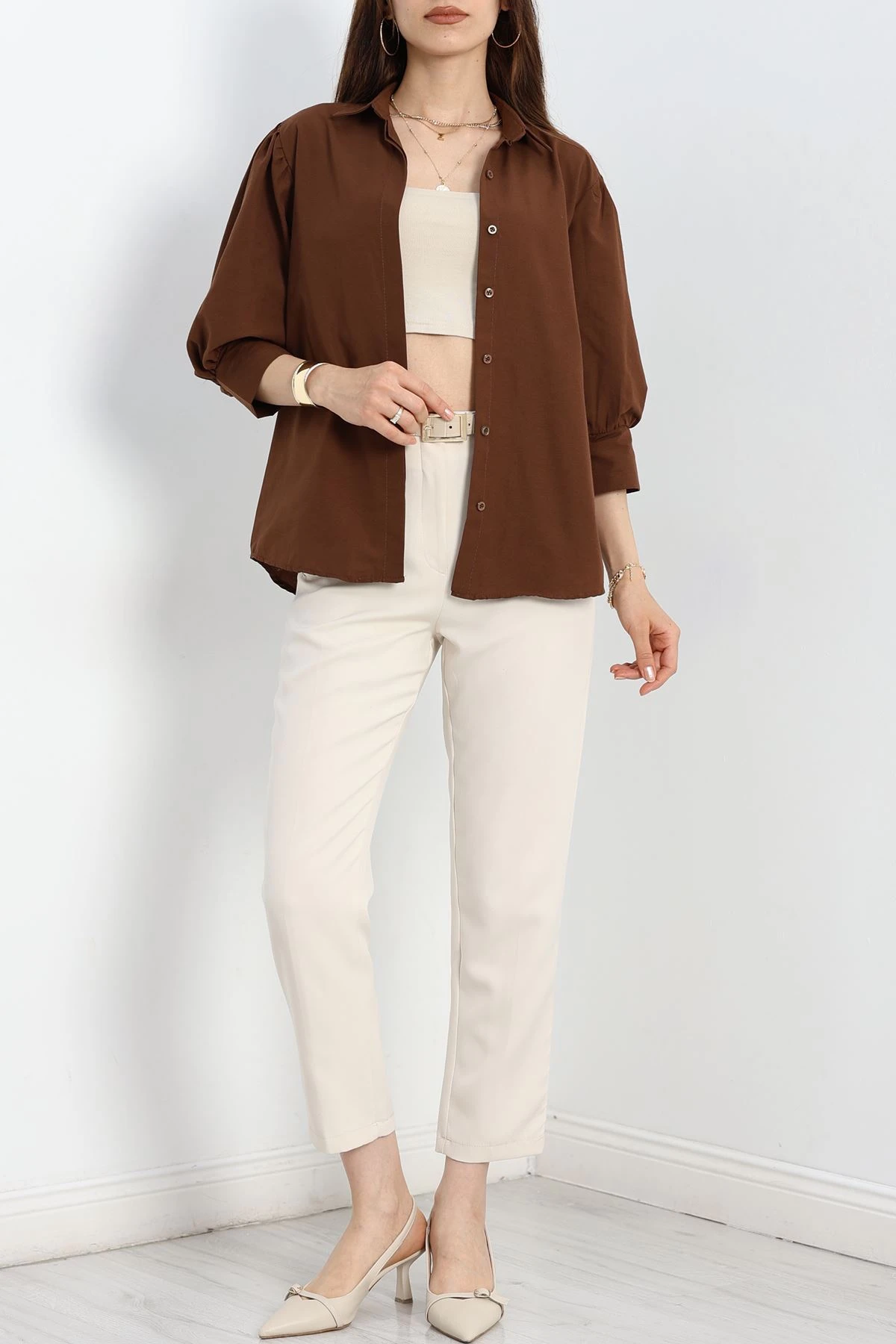 Balon Kol Gömlek Kahve - 30839.1949.