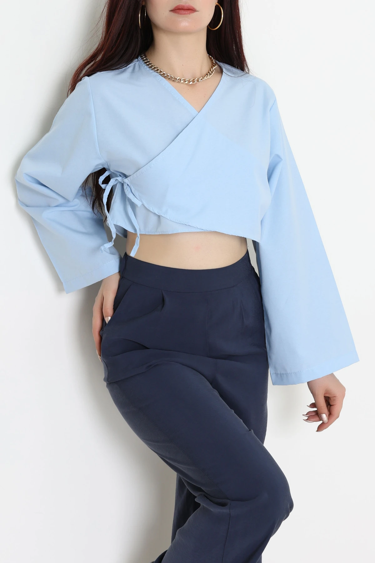 Bağlamalı Asimetrik Gömlek Bebemavi - 30872.1949.