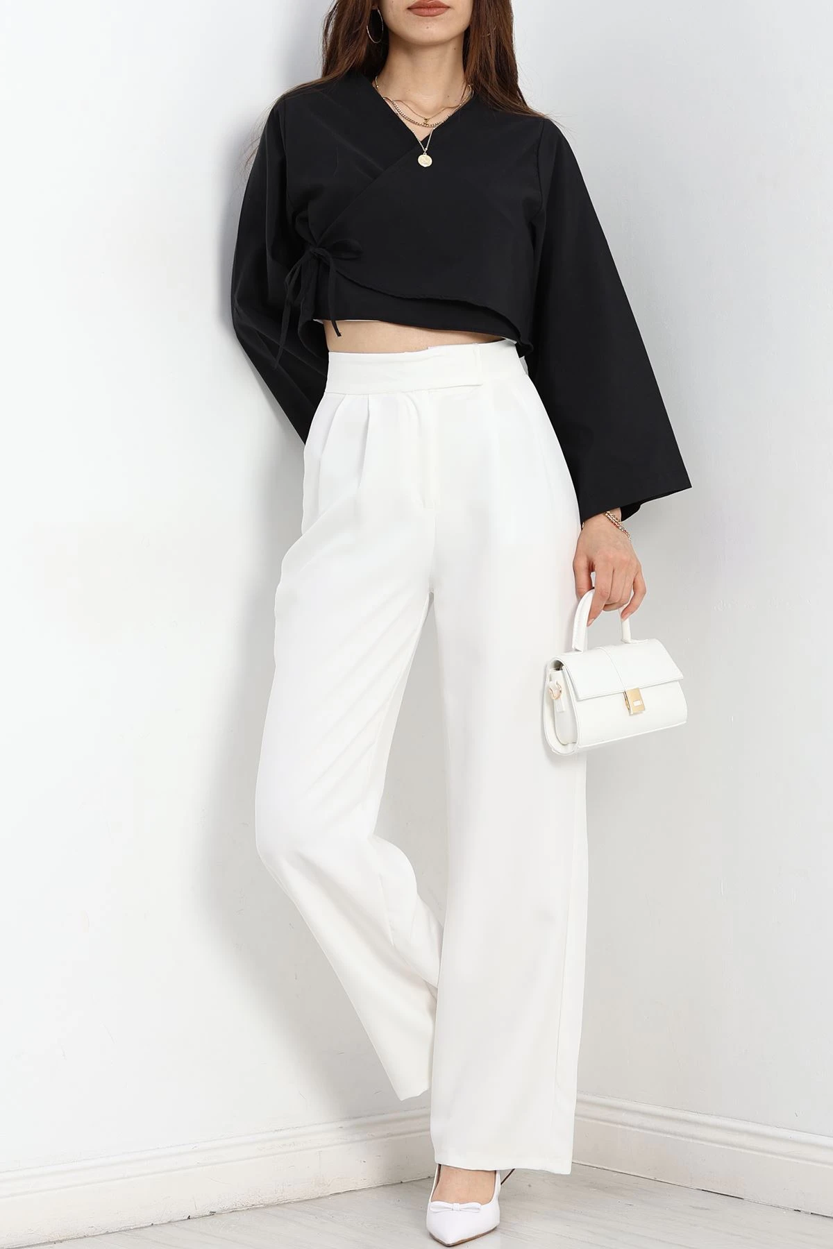 Bağlamalı Asimetrik Gömlek Siyah - 30872.1949.