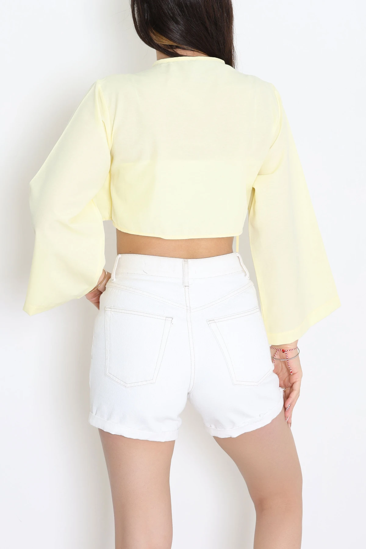 Bağlamalı Asimetrik Gömlek Sarı - 30872.1949.