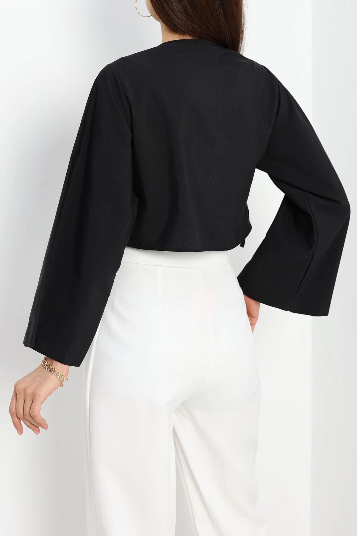 Bağlamalı Asimetrik Gömlek Siyah - 30872.1949.