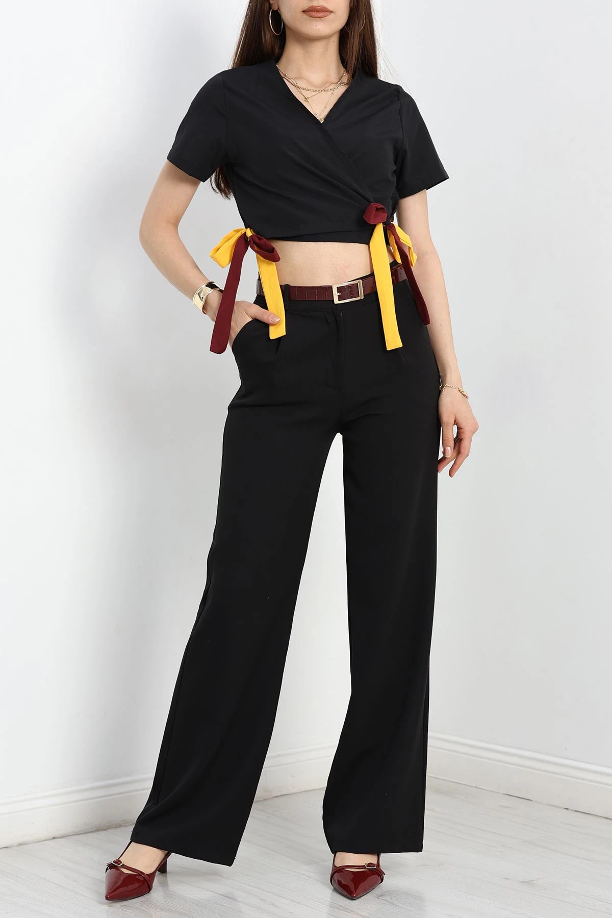 Bağlamalı Asimetrik Bluz Siyah - 30873.1949.