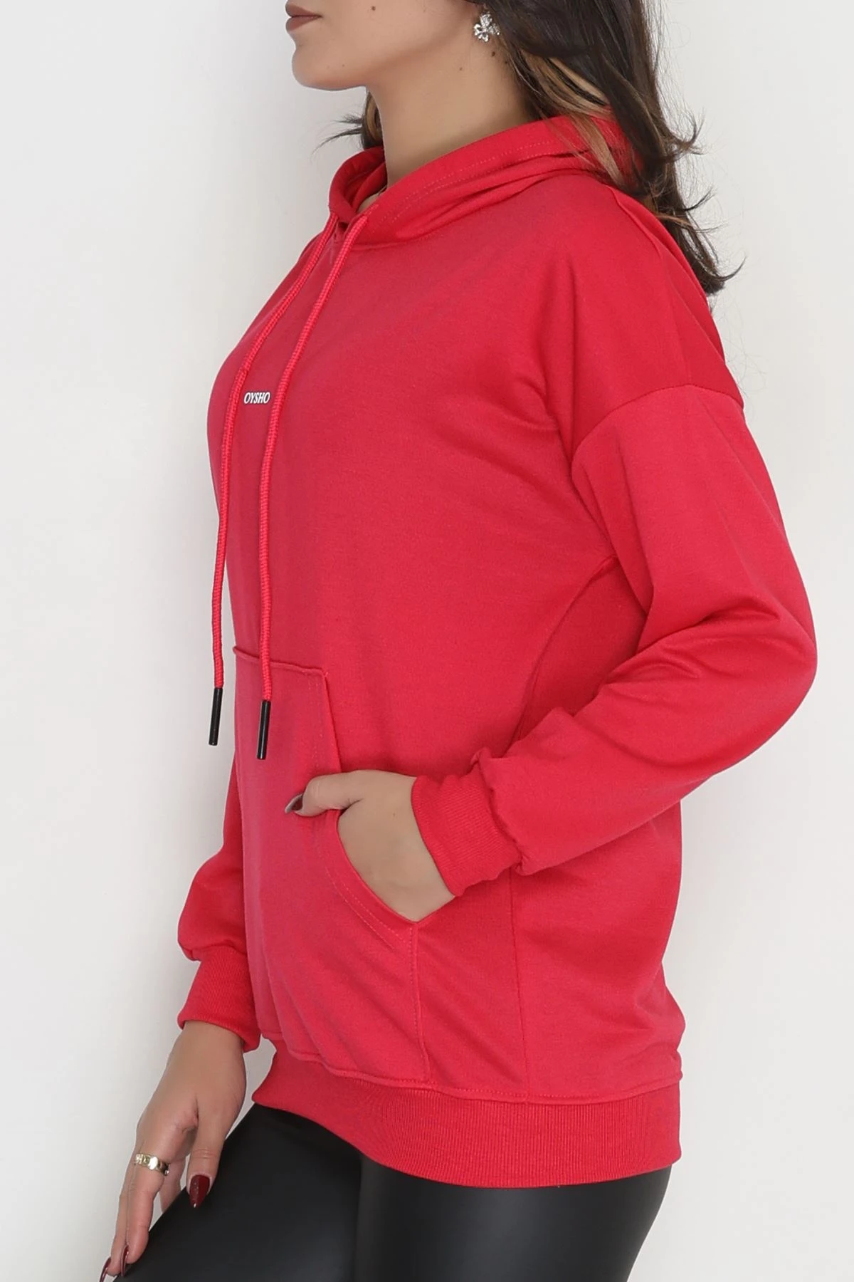 2 İplik Kapşonlu Baskılı Sweatshirt Fuşya - 31316.1878.