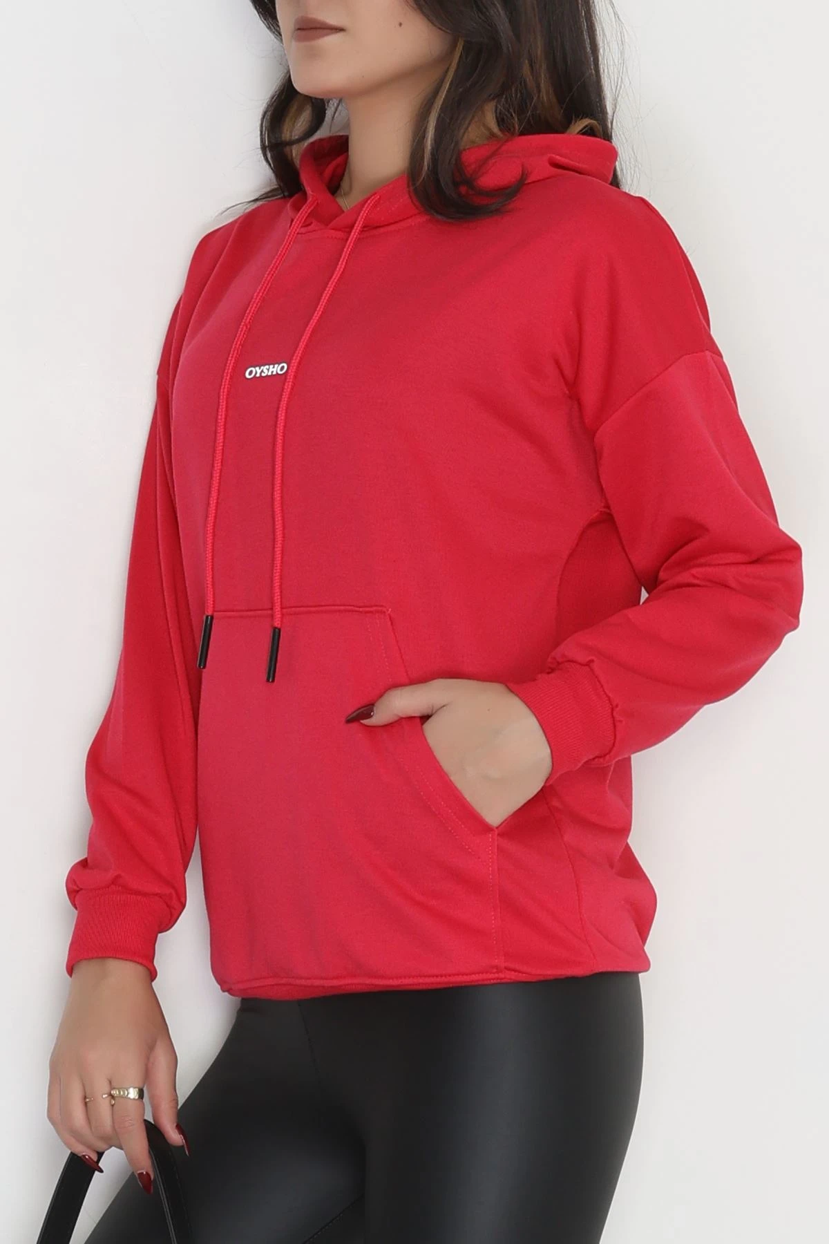 2 İplik Kapşonlu Baskılı Sweatshirt Fuşya - 31316.1878.